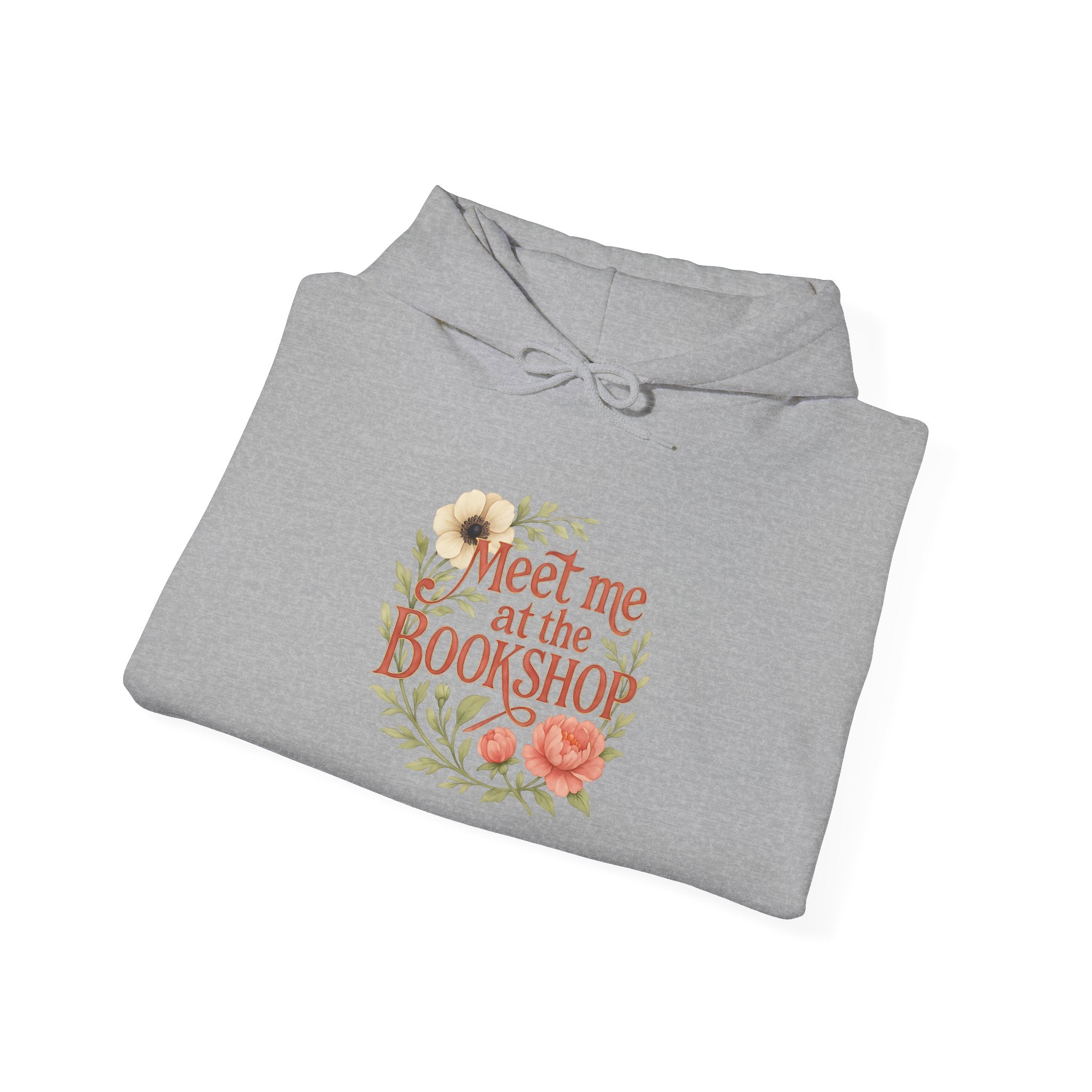 Bookshop Hoodie — "Meet Me at the Bookshop" Floral Reading Sweatshirt