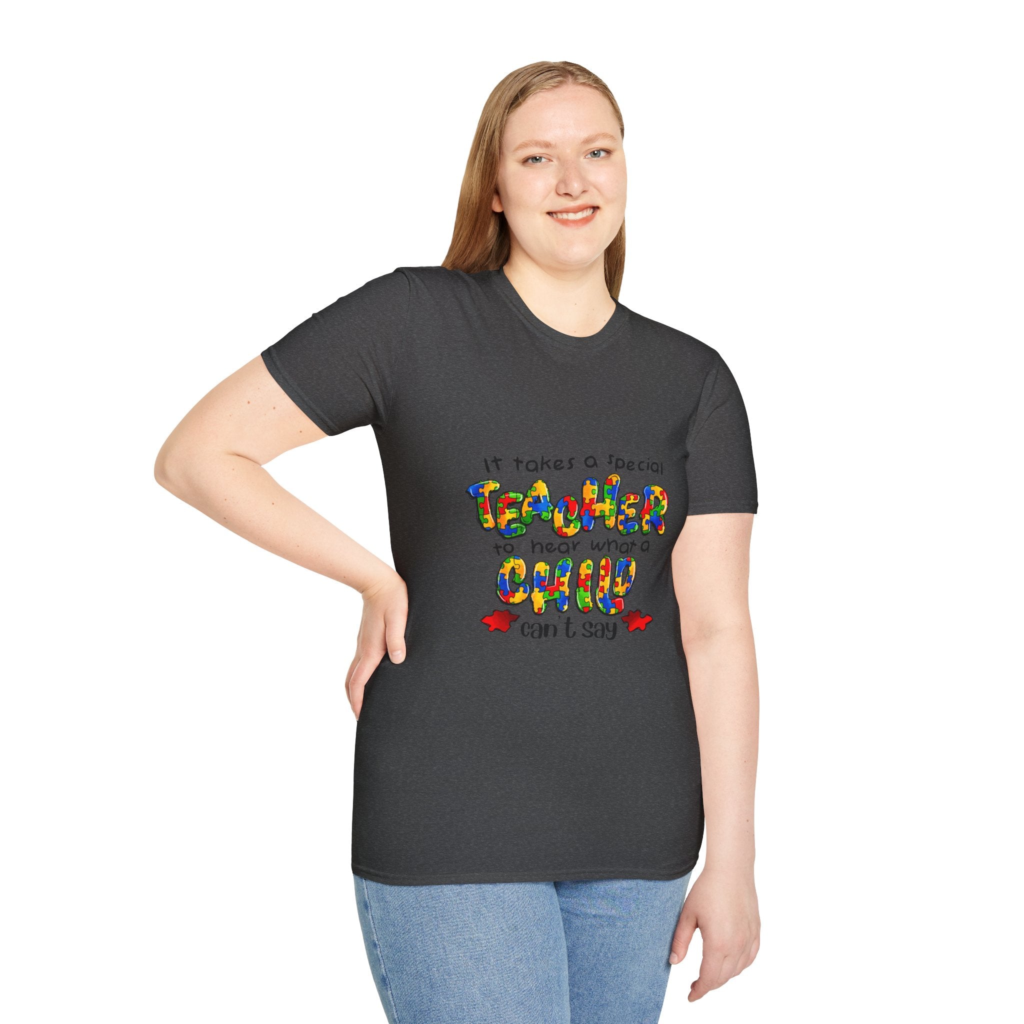 Teacher Appreciation T‑Shirt – “It Takes a Special Teacher to Hear What a Child Can’t Say” Colorful Kids Design