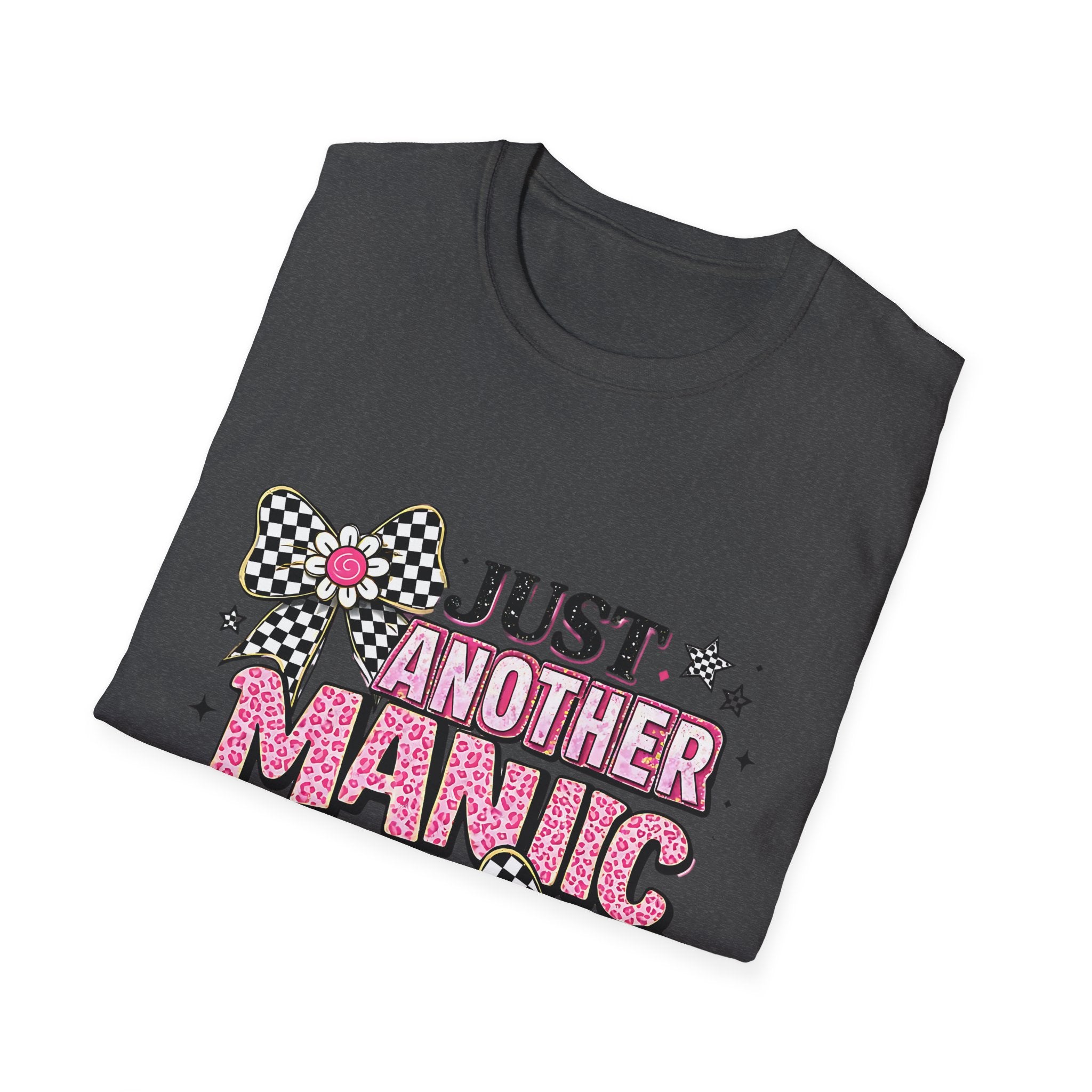 Manic Mom Day T-Shirt — "Just Another Manic Mom Day" Pink Ribbon Graphic Tee