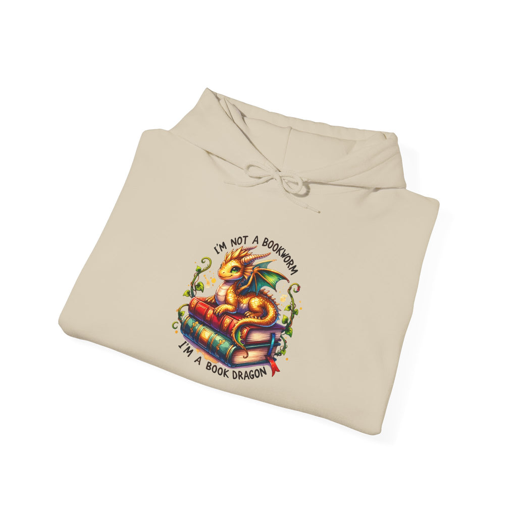 Hoodie — 'I'm Not A Dragon' Cute Snake-on-Book Graphic Pullover