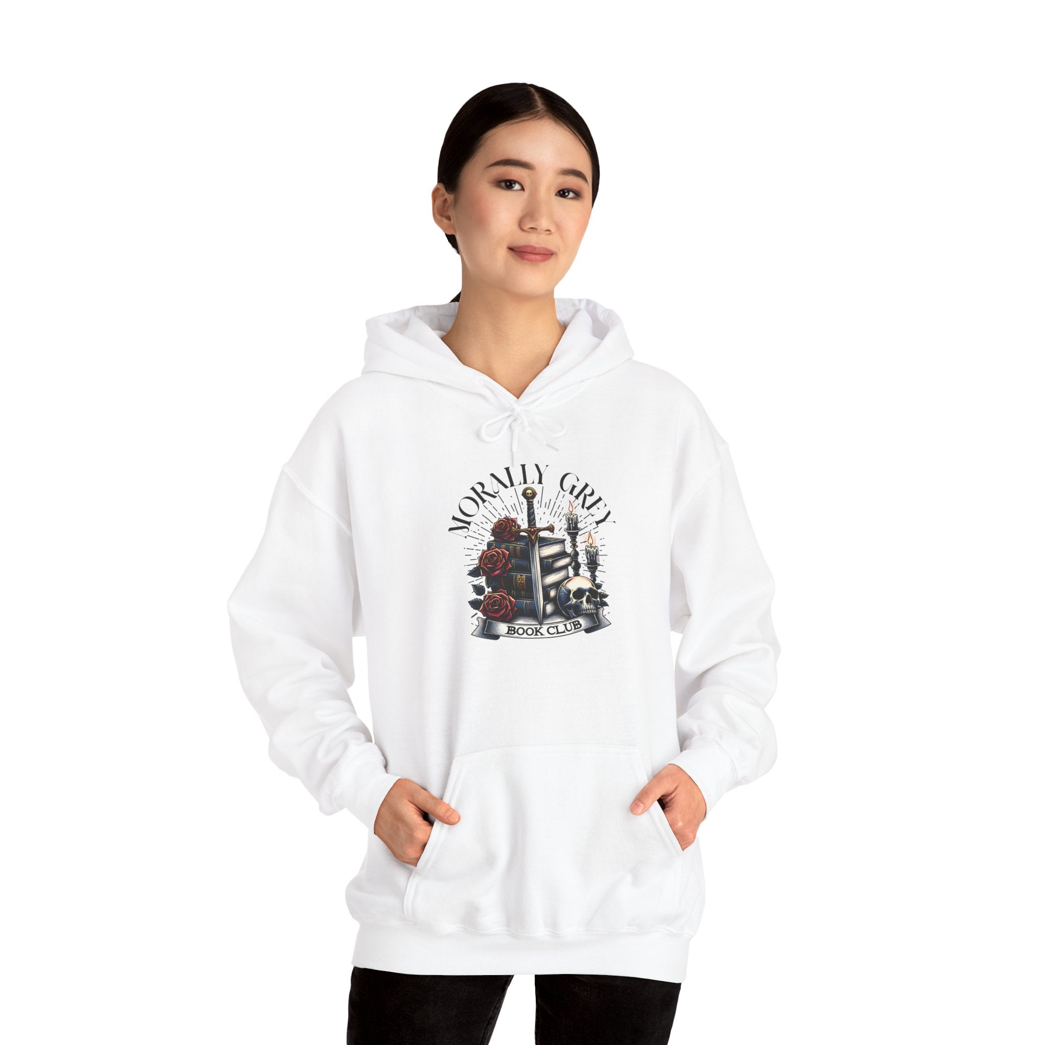 Horror Girl Graphic Hoodie – Gothic Roses & Vintage Candle Illustration