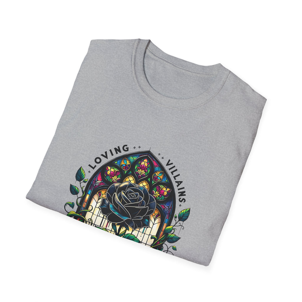 Loving Villains Rose Window T-Shirt — Gothic Floral 'Since Page One' Tee