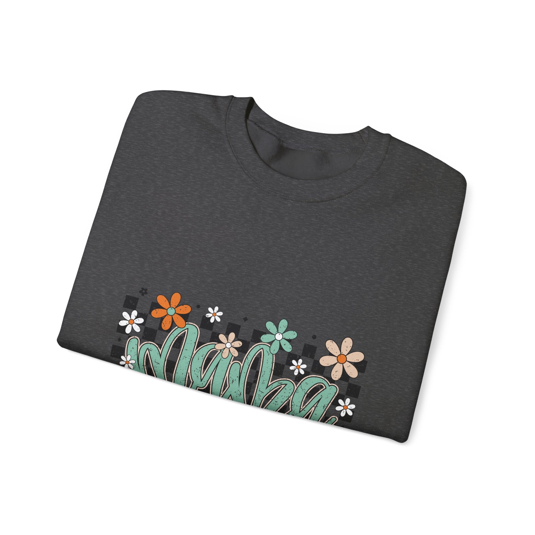 Checkered Floral 'Mama' Crewneck Sweatshirt