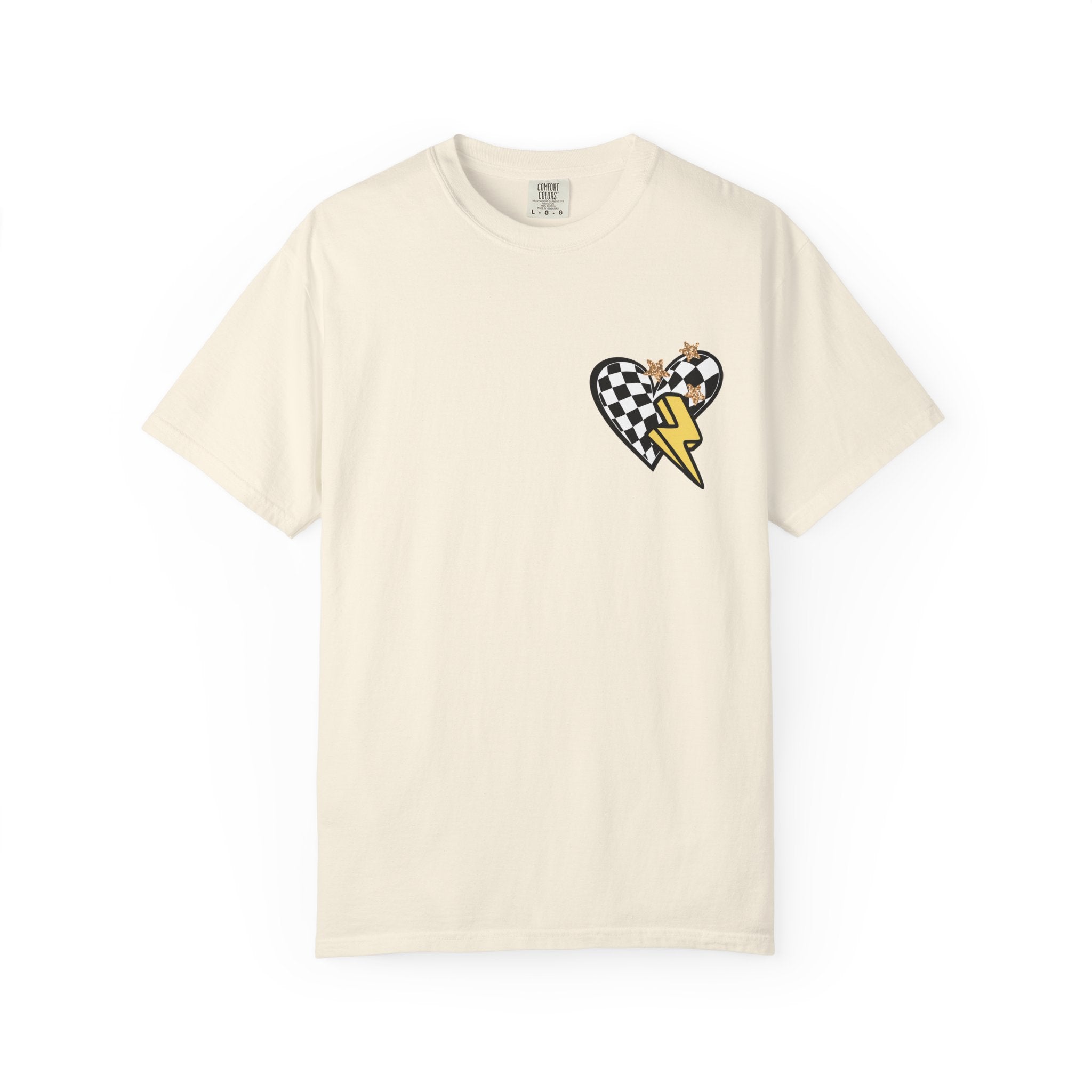 Graphic T-Shirt — Checker Heart & Tiger Collage Design