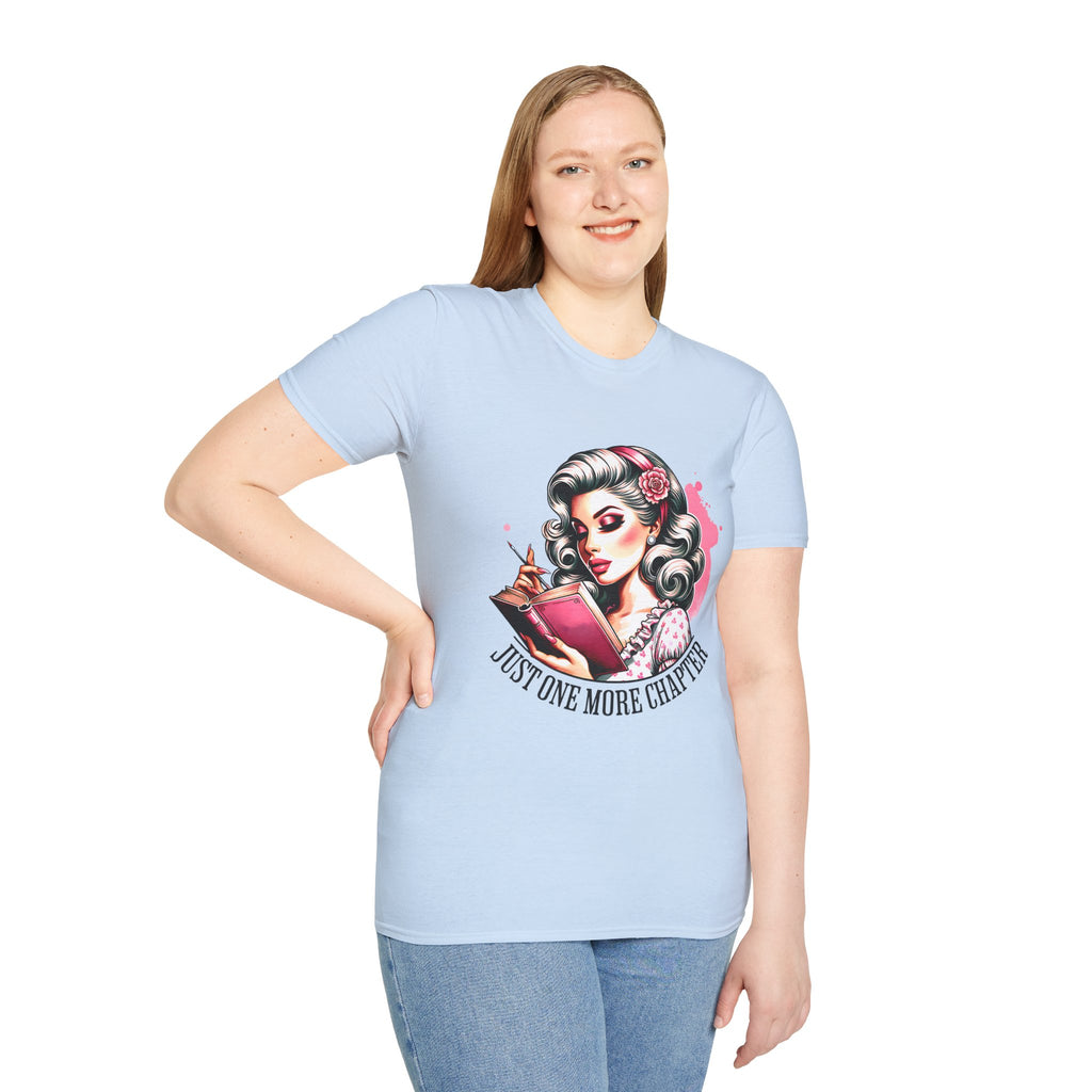 T-Shirt — Retro Pinup Reader "Just One More Chapter" Graphic Tee