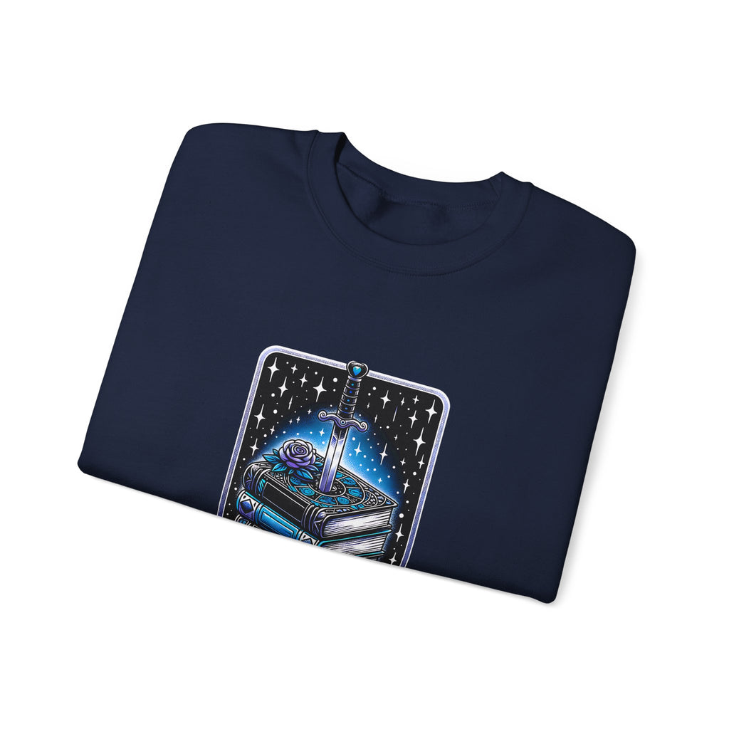 Crewneck Sweatshirt — "The Forlorn Book Club" Gothic Stack of Books Design