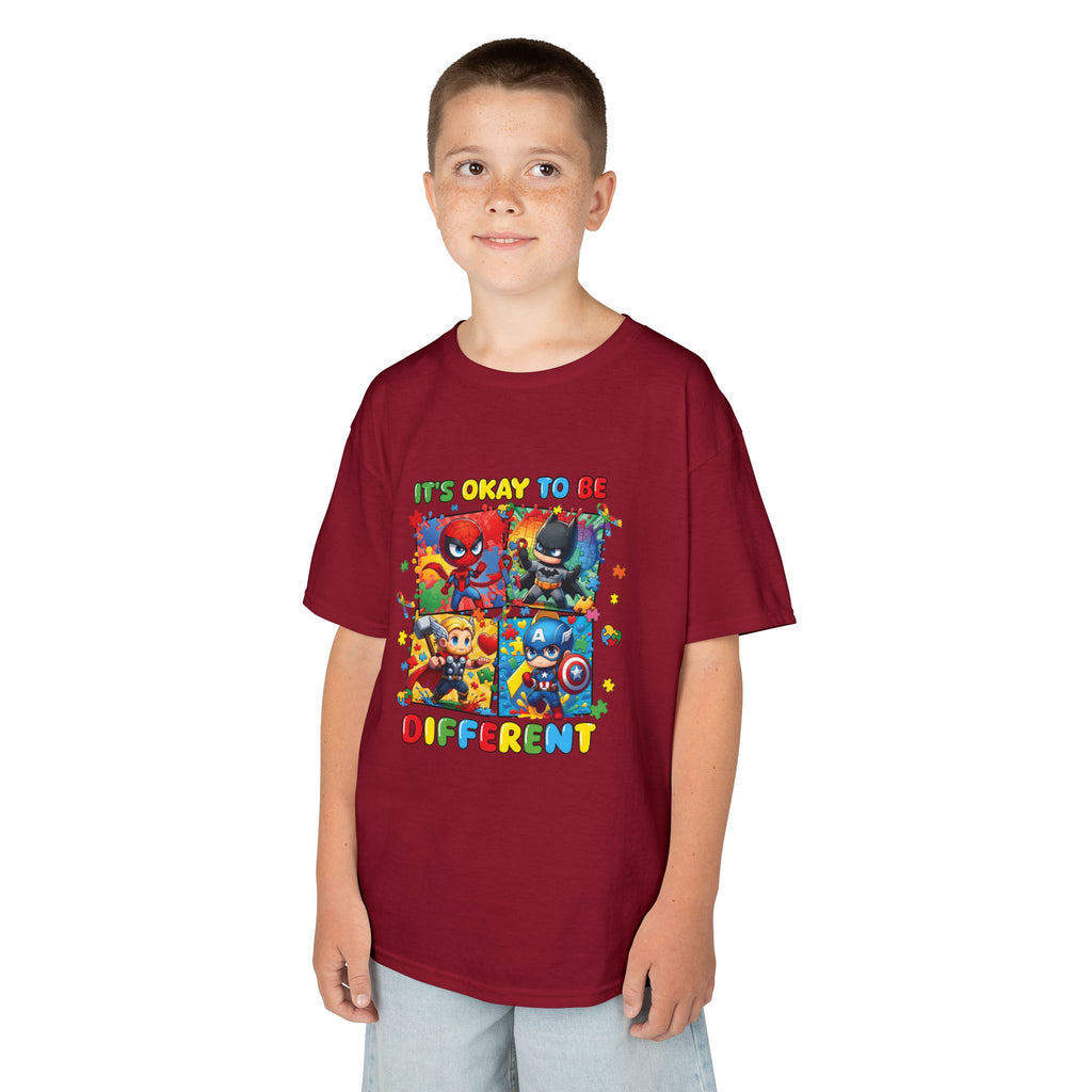 Kids 'It's Okay to Be Different' Graphic Tee — Colorful Inclusive Cartoon Design