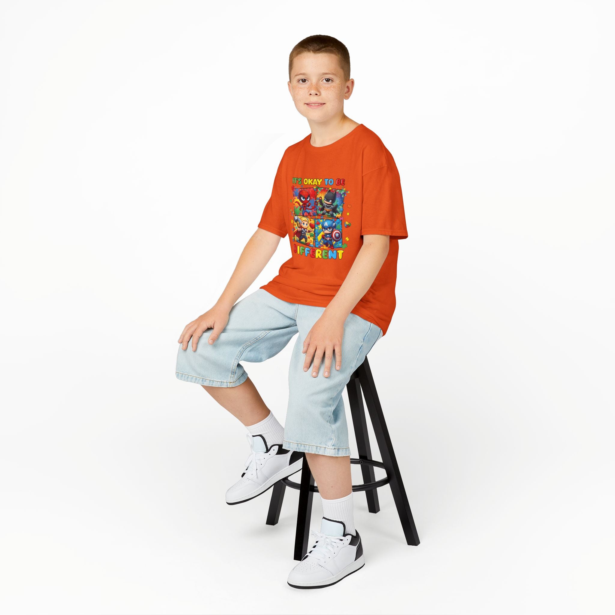 Kids 'It's Okay to Be Different' Graphic Tee — Colorful Inclusive Cartoon Design