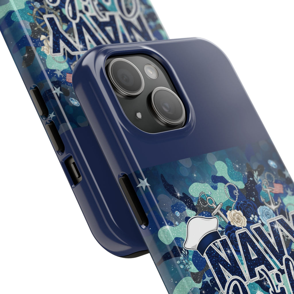 Navy Wife Tough Phone Case — Military Camouflage Protective Phone Cover, Perfect Gift for Navy Spouses