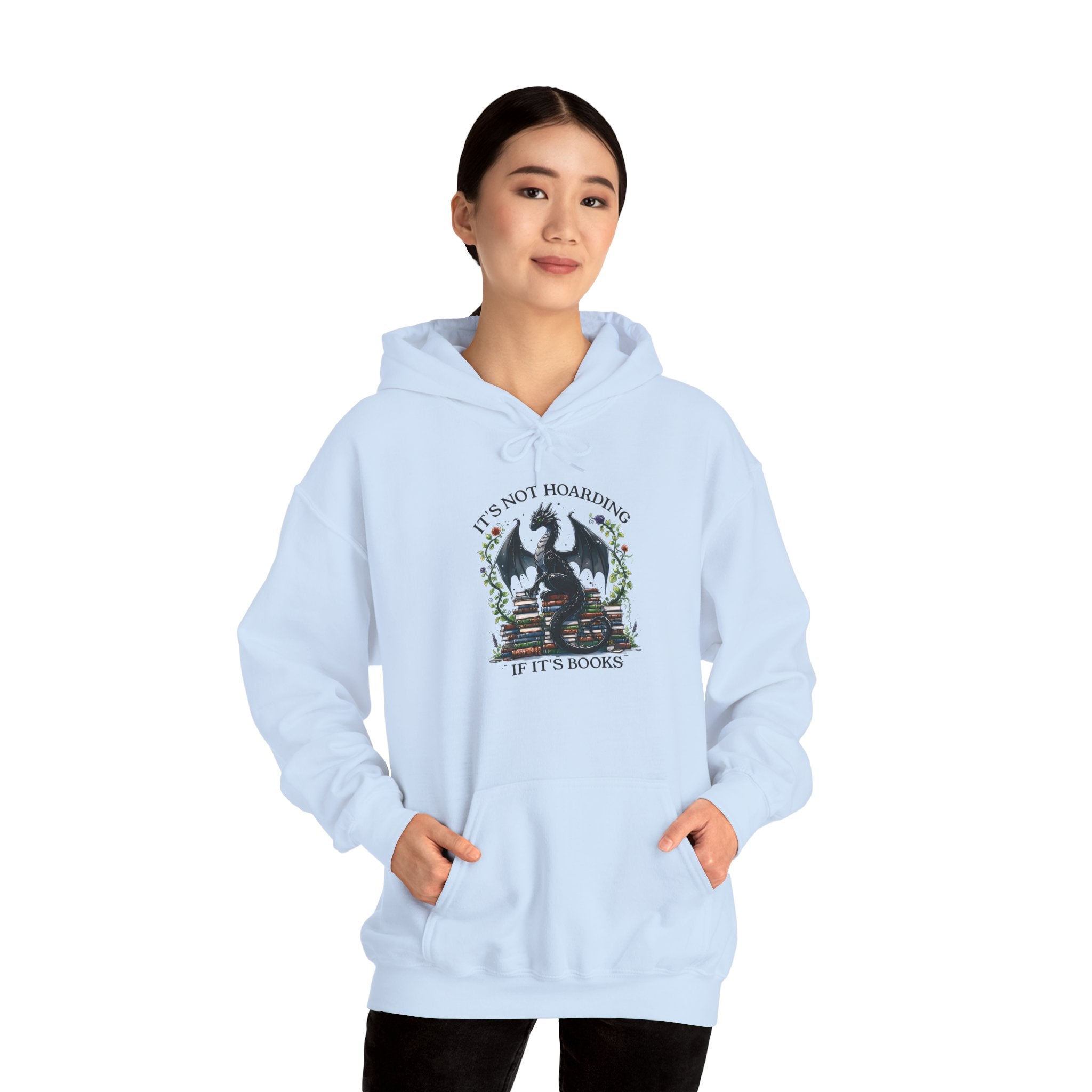 Hoodie — "It's Not Roaring if It's Books" Dragon Booklover Graphic Hoodie