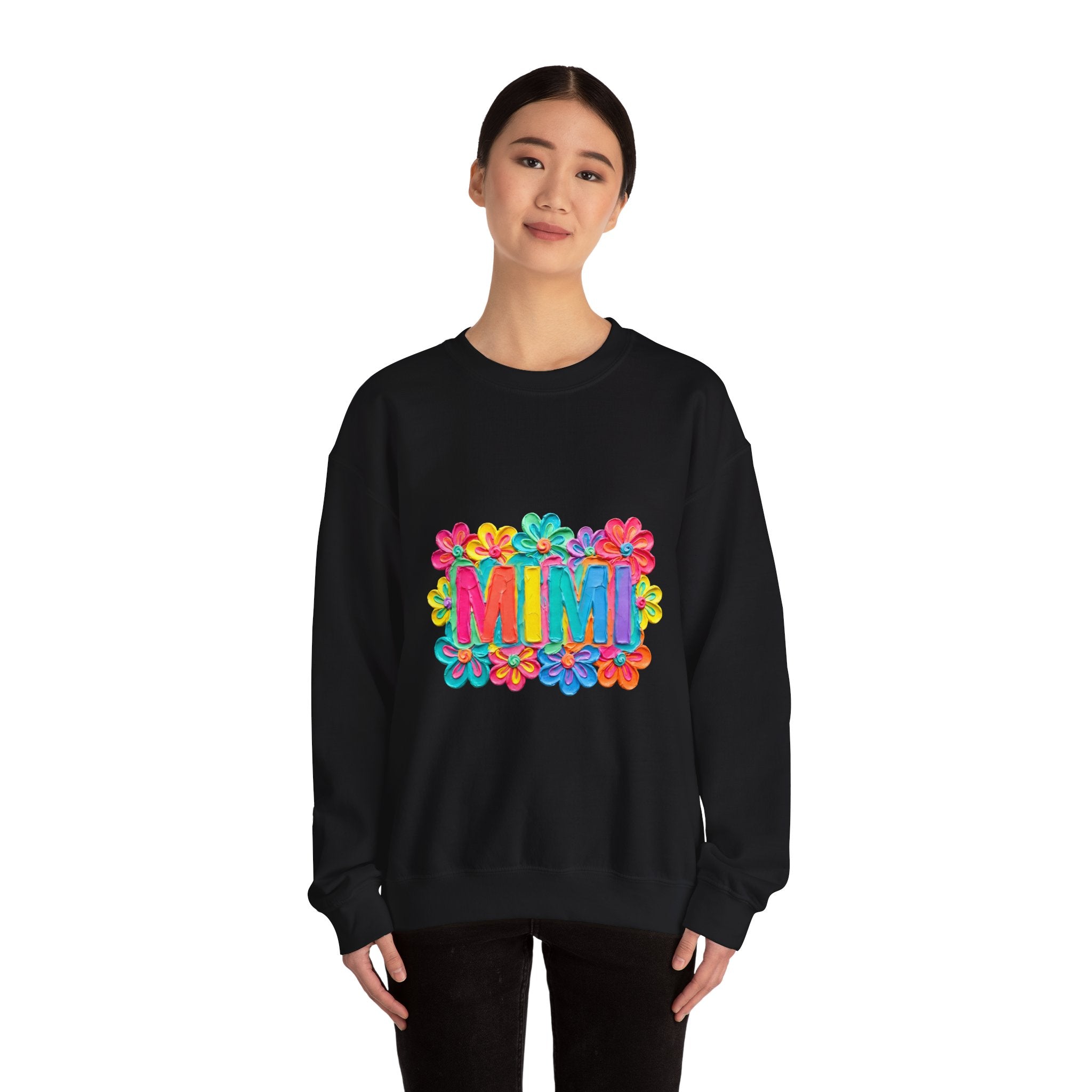 Mimi Floral Crewneck Sweatshirt — Colorful Retro Flower Graphic