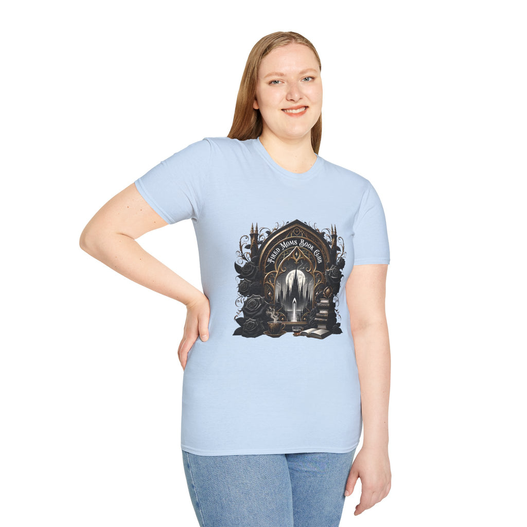 Gothic Library T-Shirt — "Read Books & Rise" Dark Fantasy Graphic Tee