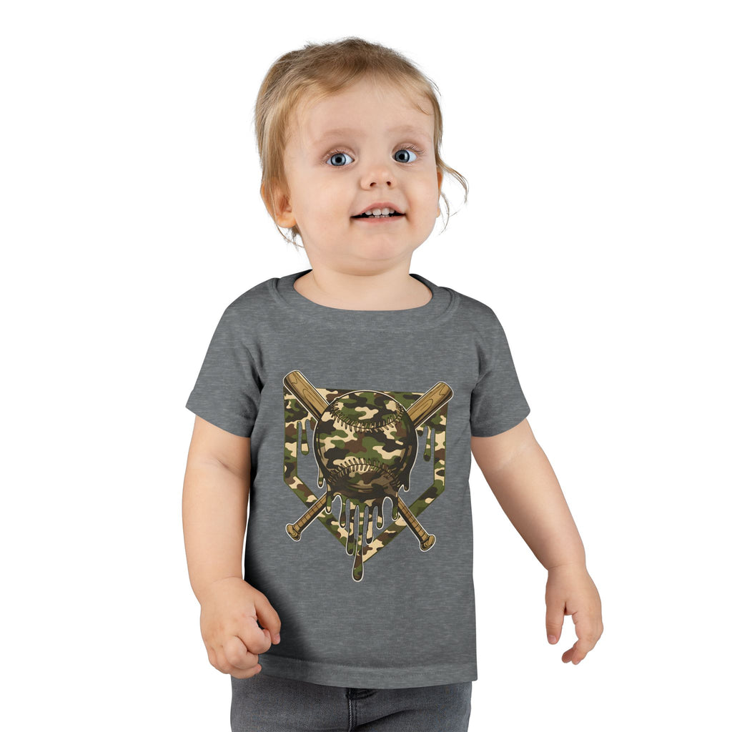 Toddler T-Shirt — Camo Skull & Crossed Bats Graphic