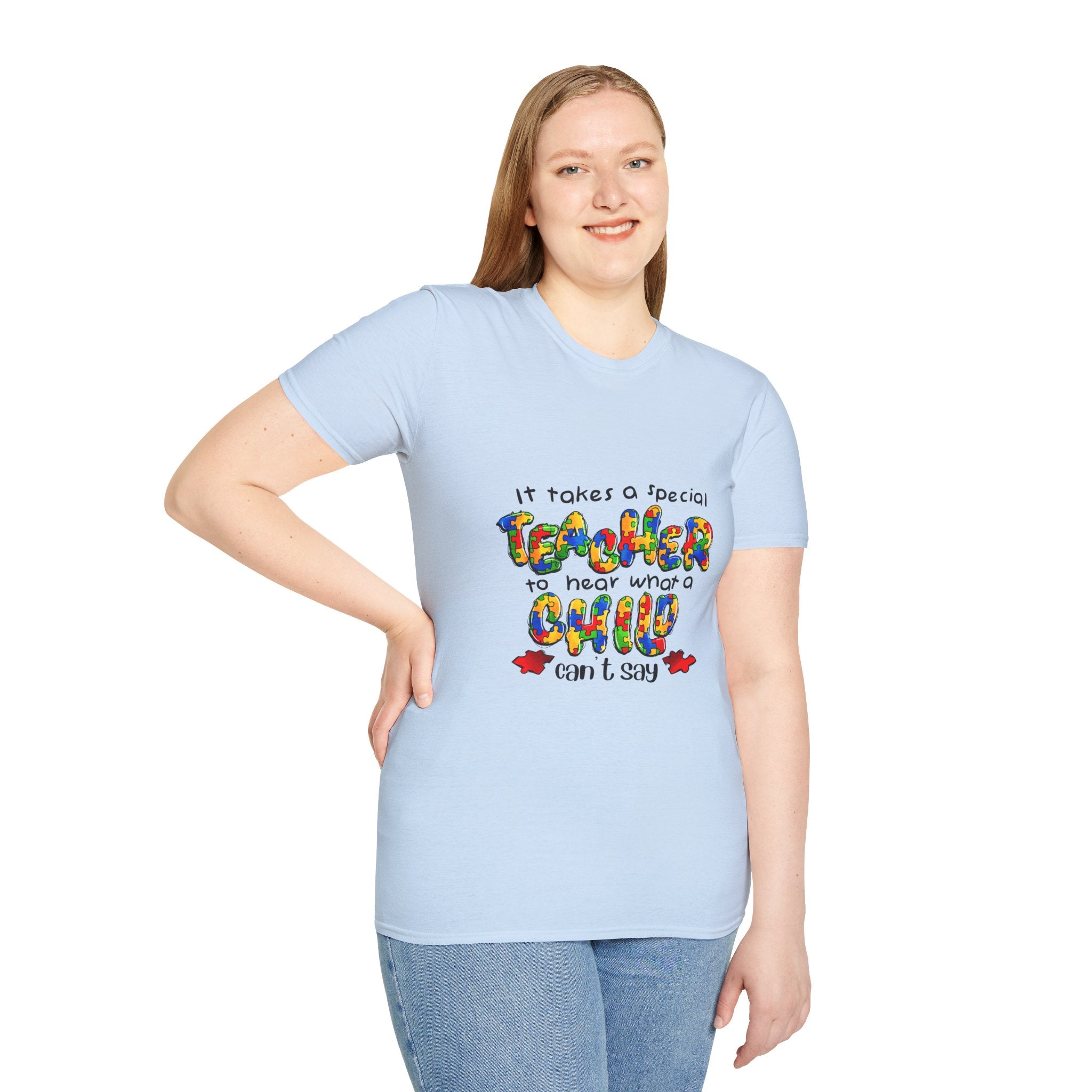 Teacher Appreciation T‑Shirt – “It Takes a Special Teacher to Hear What a Child Can’t Say” Colorful Kids Design