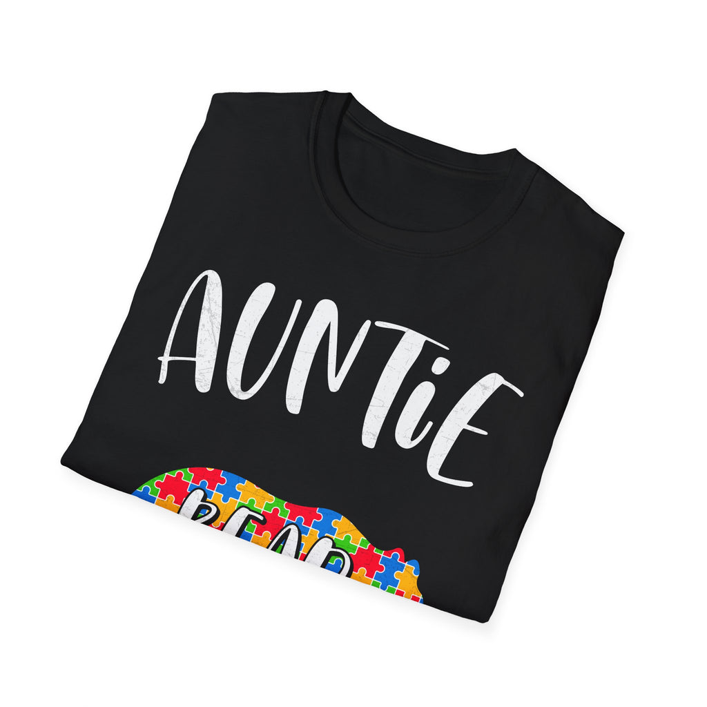 Auntie Bear T-Shirt — Colorful Puzzle Autism Awareness Tee