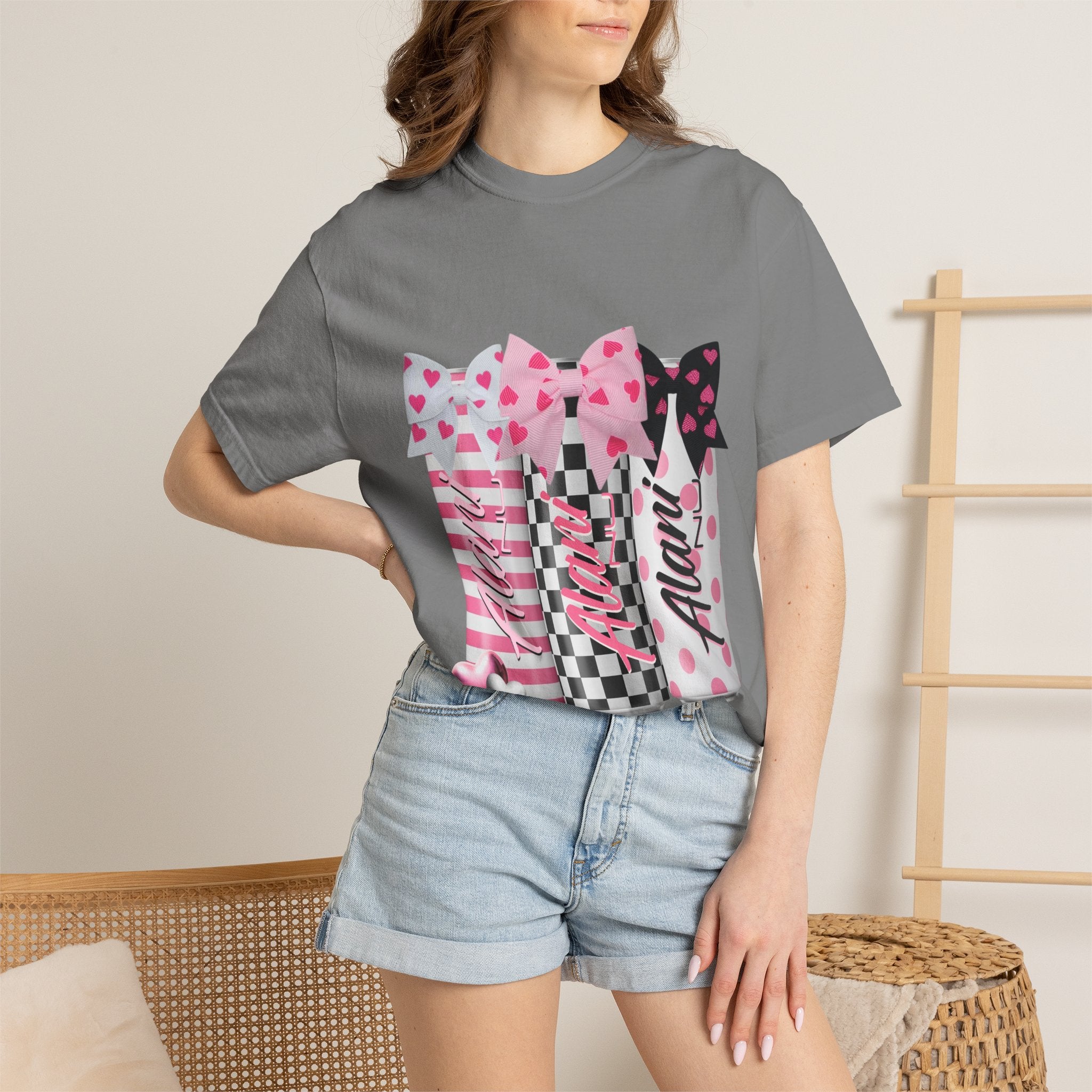 Lipstick Trio Graphic T-Shirt — Pink Bow Cosmetic Design