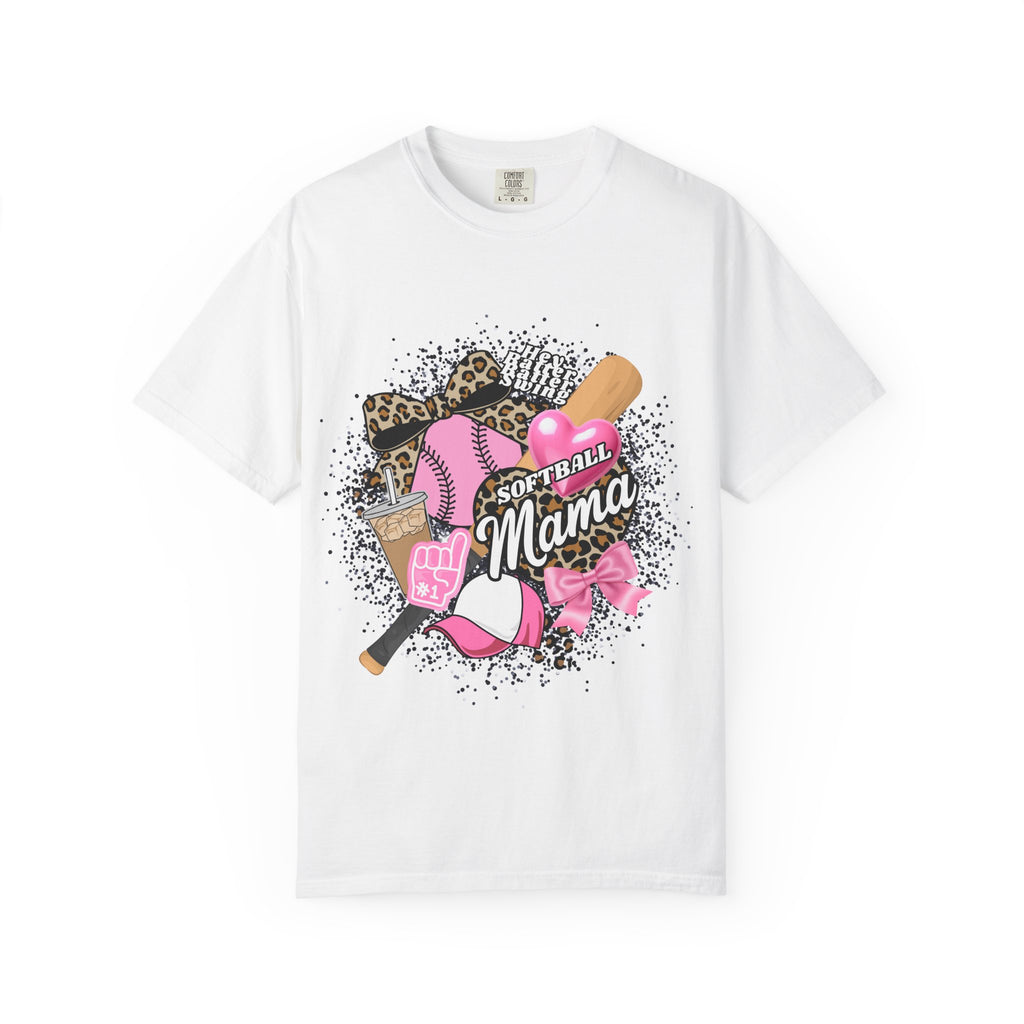 Softball Mama T-Shirt — Pink Bat & Ball Graphic for Proud Softball Moms