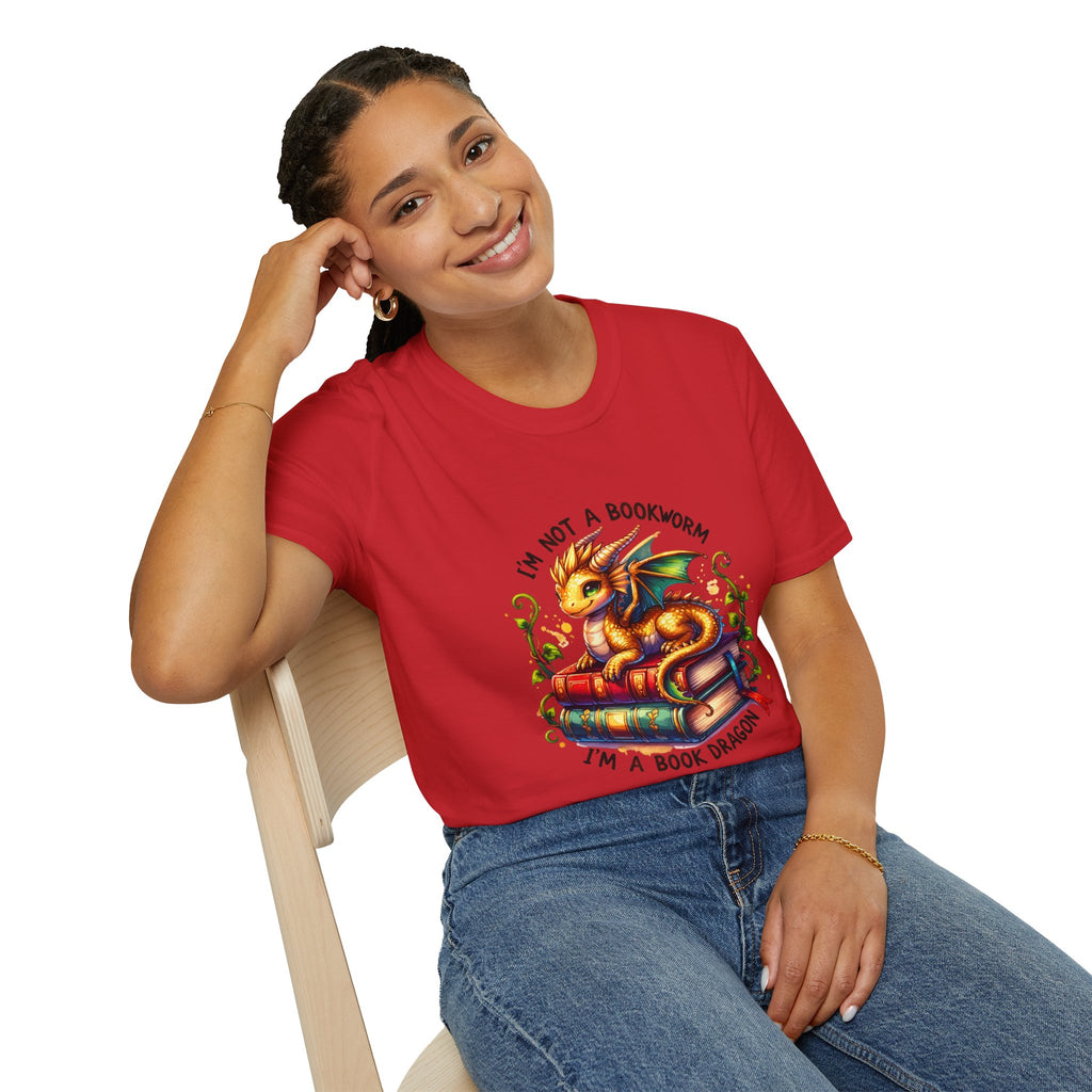 Book Dragon T-Shirt — "I'm Not a Bookworm, I'm a Book Dragon" Reading Tee