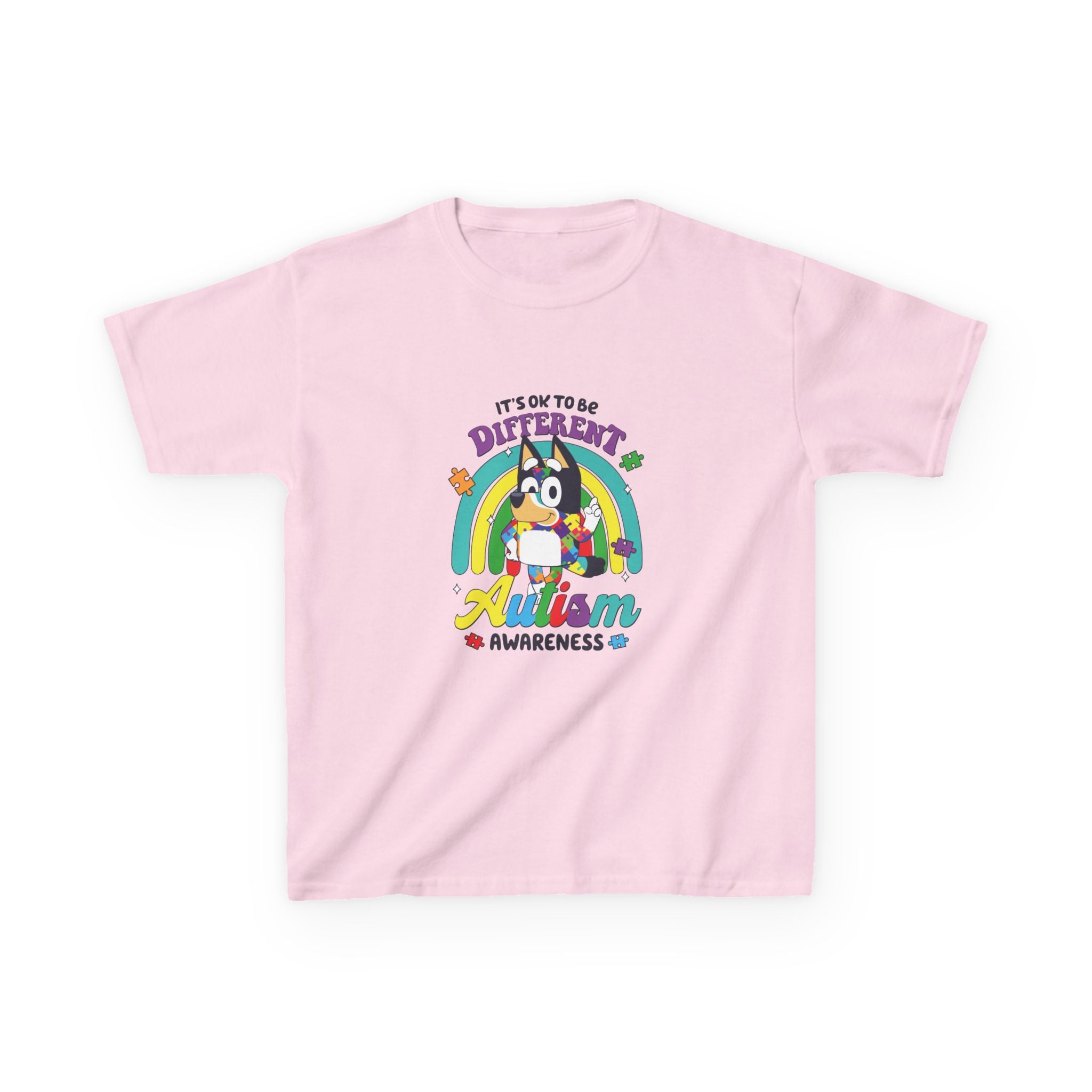 Kids Tee — "It's OK to Be Different" Autism Awareness Rainbow Shirt