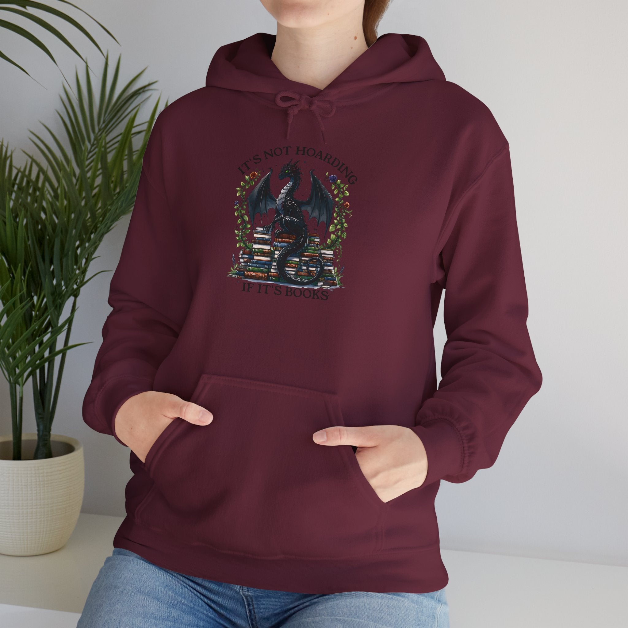 Hoodie — "It's Not Roaring if It's Books" Dragon Booklover Graphic Hoodie