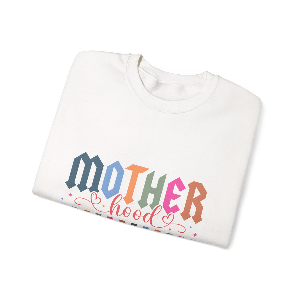 Motherhood Crewneck Sweatshirt — 'Mother Hood' Retro Colorful Mom Pullover