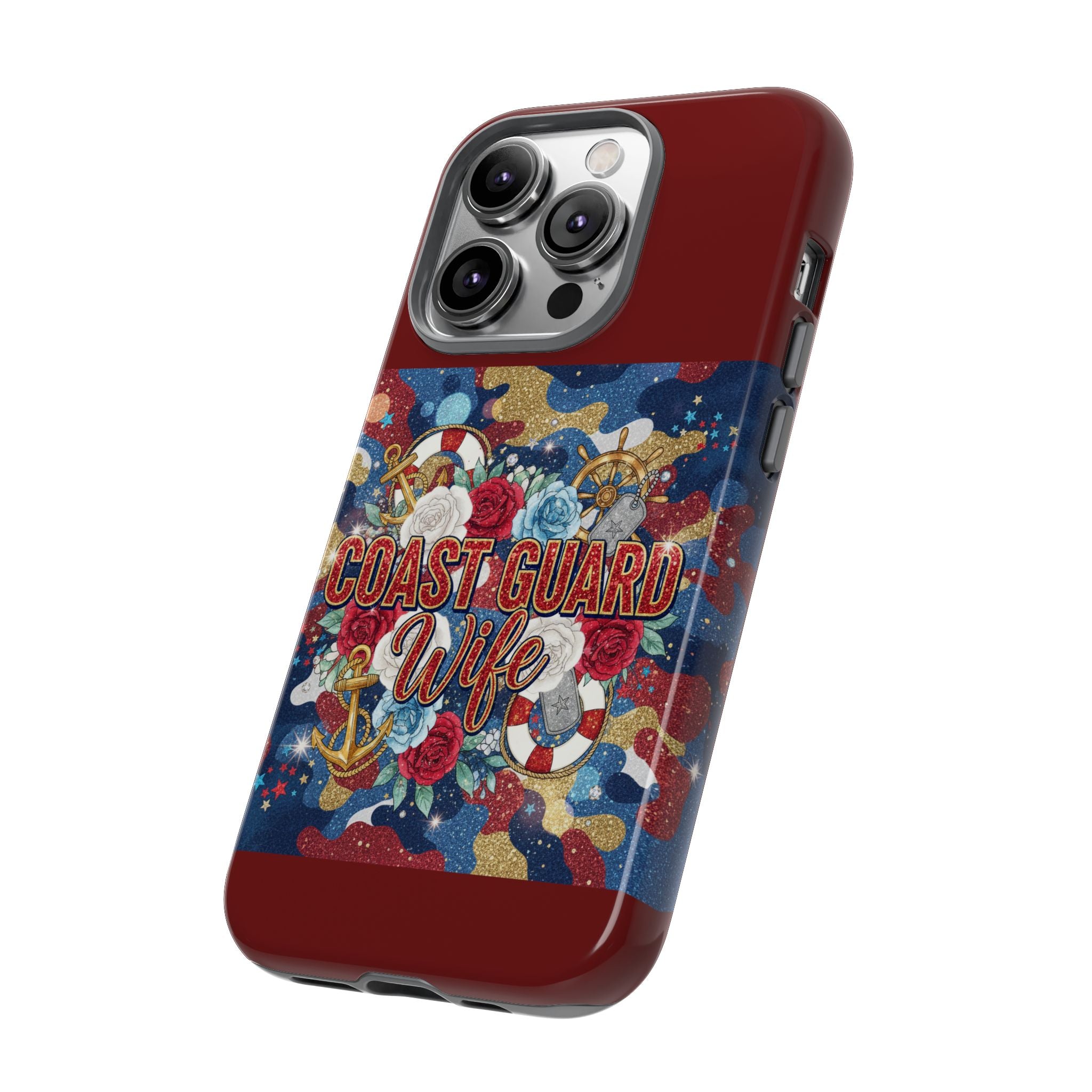 Coast Guard Wife Tough Phone Case — Patriotic Anchor & Lifebuoy Design