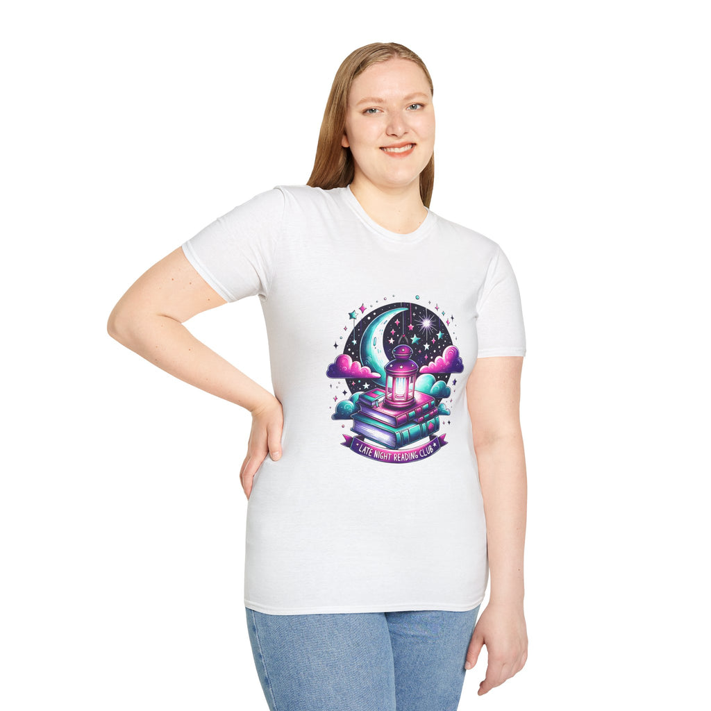 T-Shirt — Moonlit Books Lantern Design ("Let Your Dreams Guide")