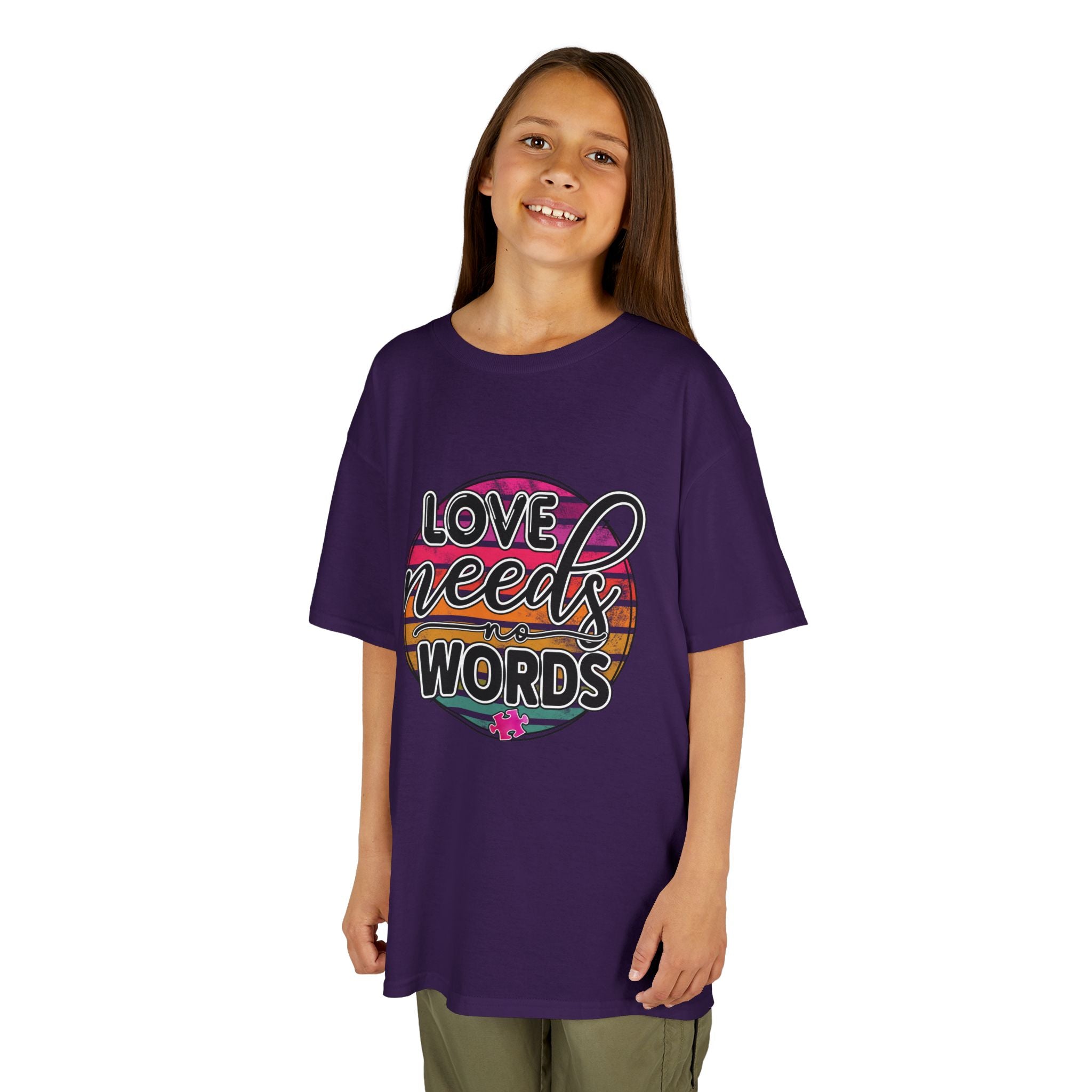 Kids Tee - "Love Needs Words" Colorful Circle Graphic