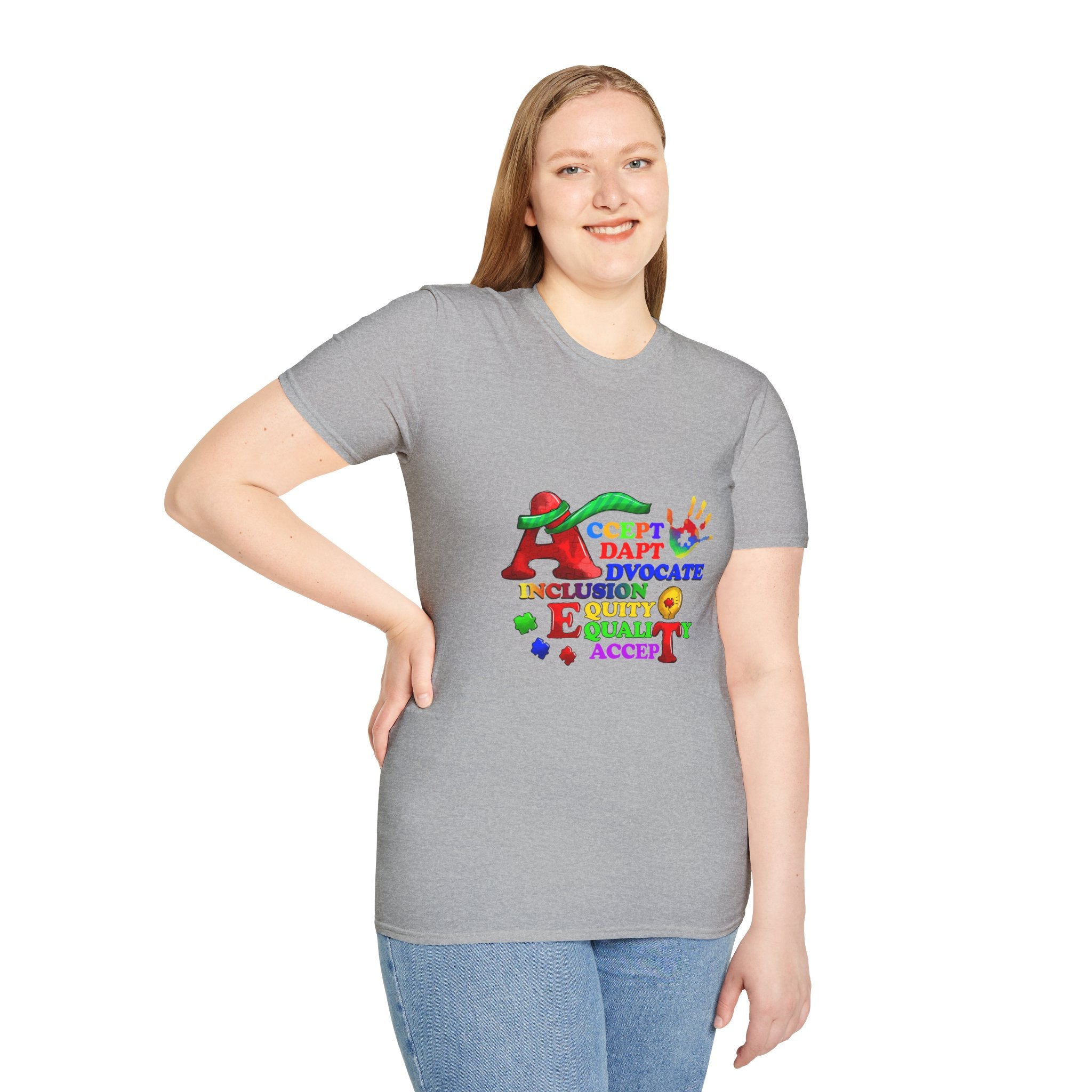 Autism Acceptance Rainbow T-Shirt — "Accept, Adapt, Advocate" Inclusion Tee