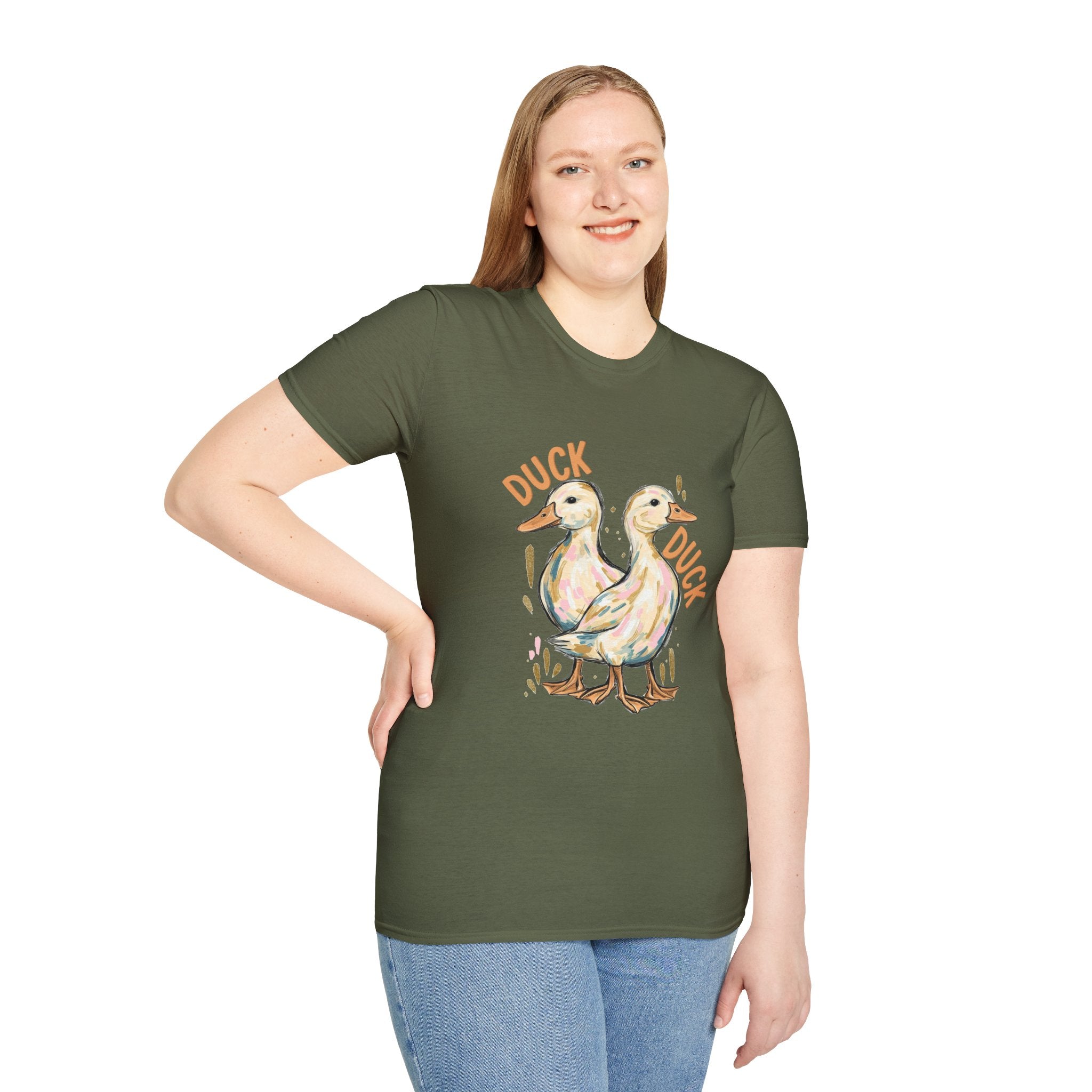 Double-sided Duck Duck Goose T-Shirt — Cute Pastel Duck & Goose Graphic Tee