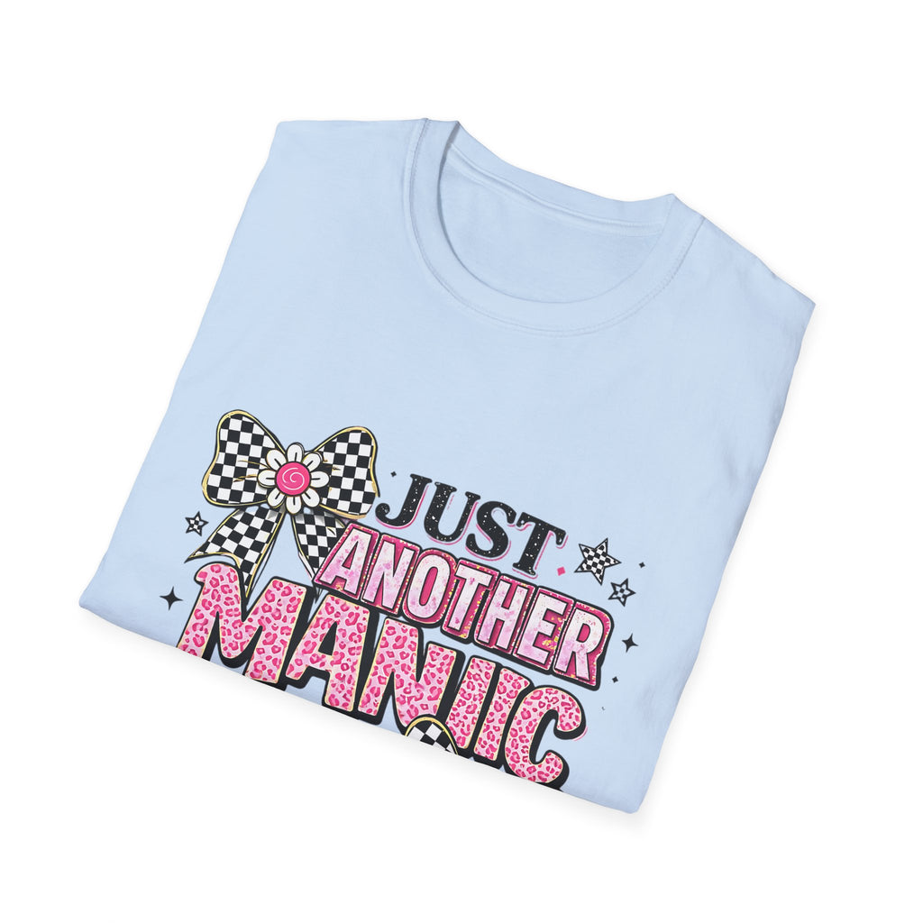 Manic Mom Day T-Shirt — "Just Another Manic Mom Day" Pink Ribbon Graphic Tee