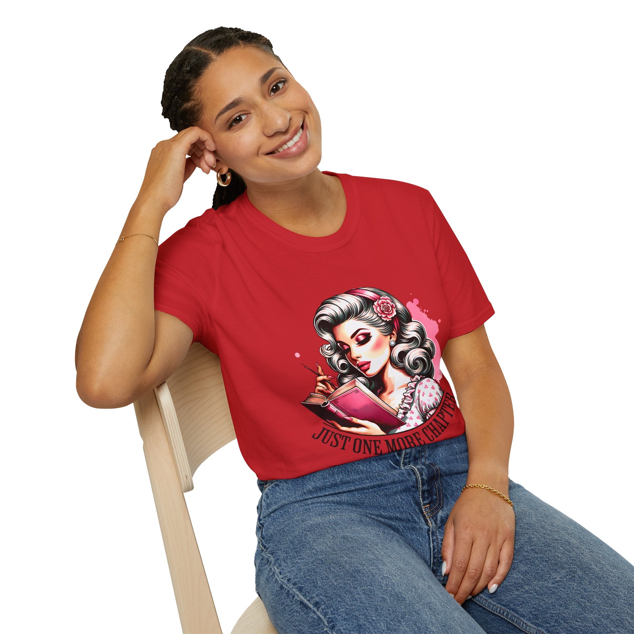 T-Shirt — Retro Pinup Reader "Just One More Chapter" Graphic Tee