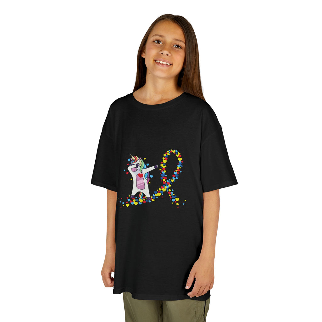 Kids Tee — Cute Unicorn Pouring Rainbow Confetti (Kids)
