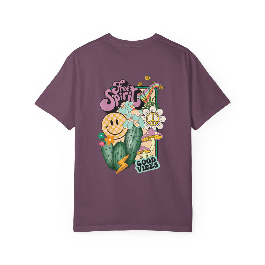 Good Vibes Retro Graphic T-Shirt — Free Spirit Smiley Desert Design