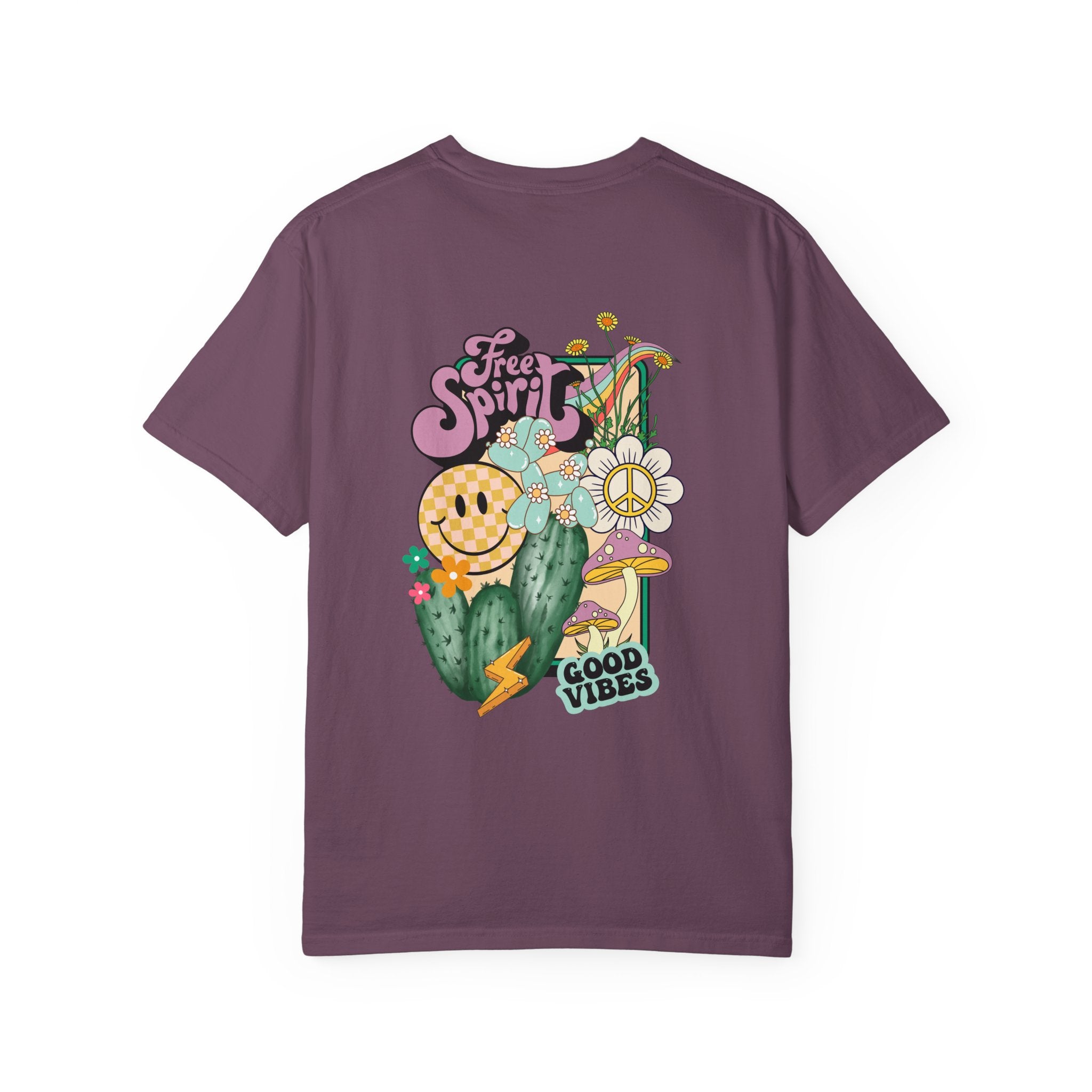 Good Vibes Retro Graphic T-Shirt — Free Spirit Smiley Desert Design