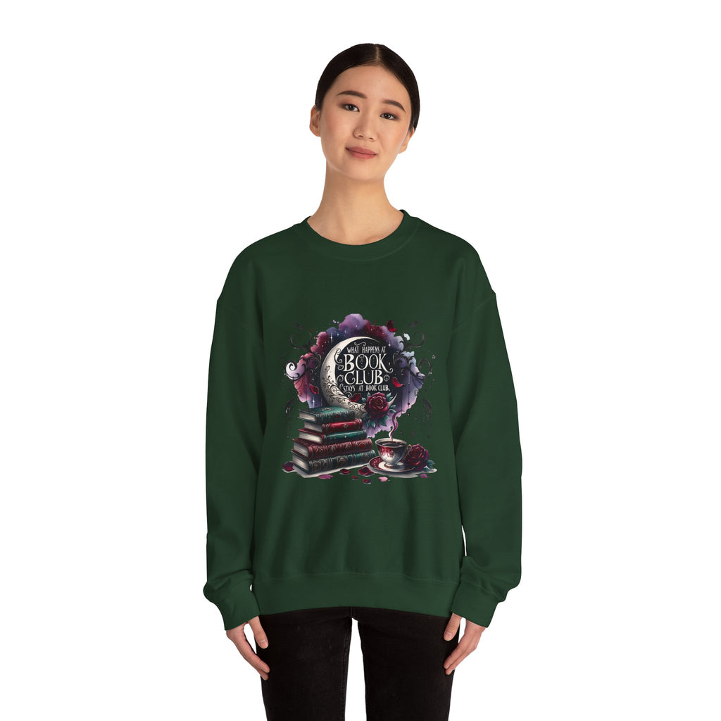 Book Club Crewneck Sweatshirt — Cozy Literary Stack & Tea Design