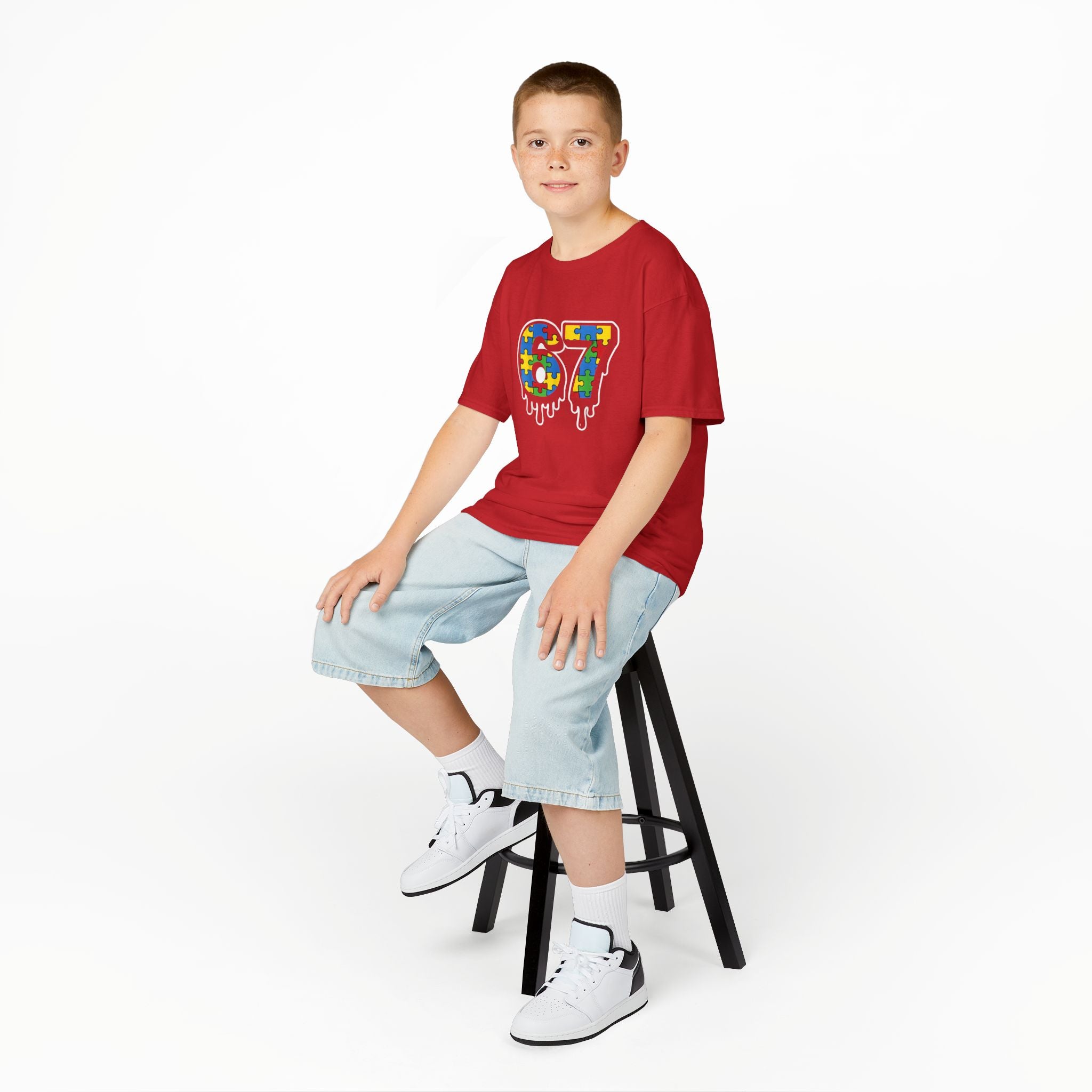 Kids Puzzle Number 67 T-Shirt — Colorful Autism Awareness Tee