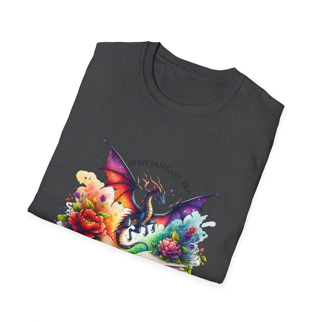 Fantasy Dragon Book T-Shirt — 'Live in My Fantasy' Colorful Storybook Design