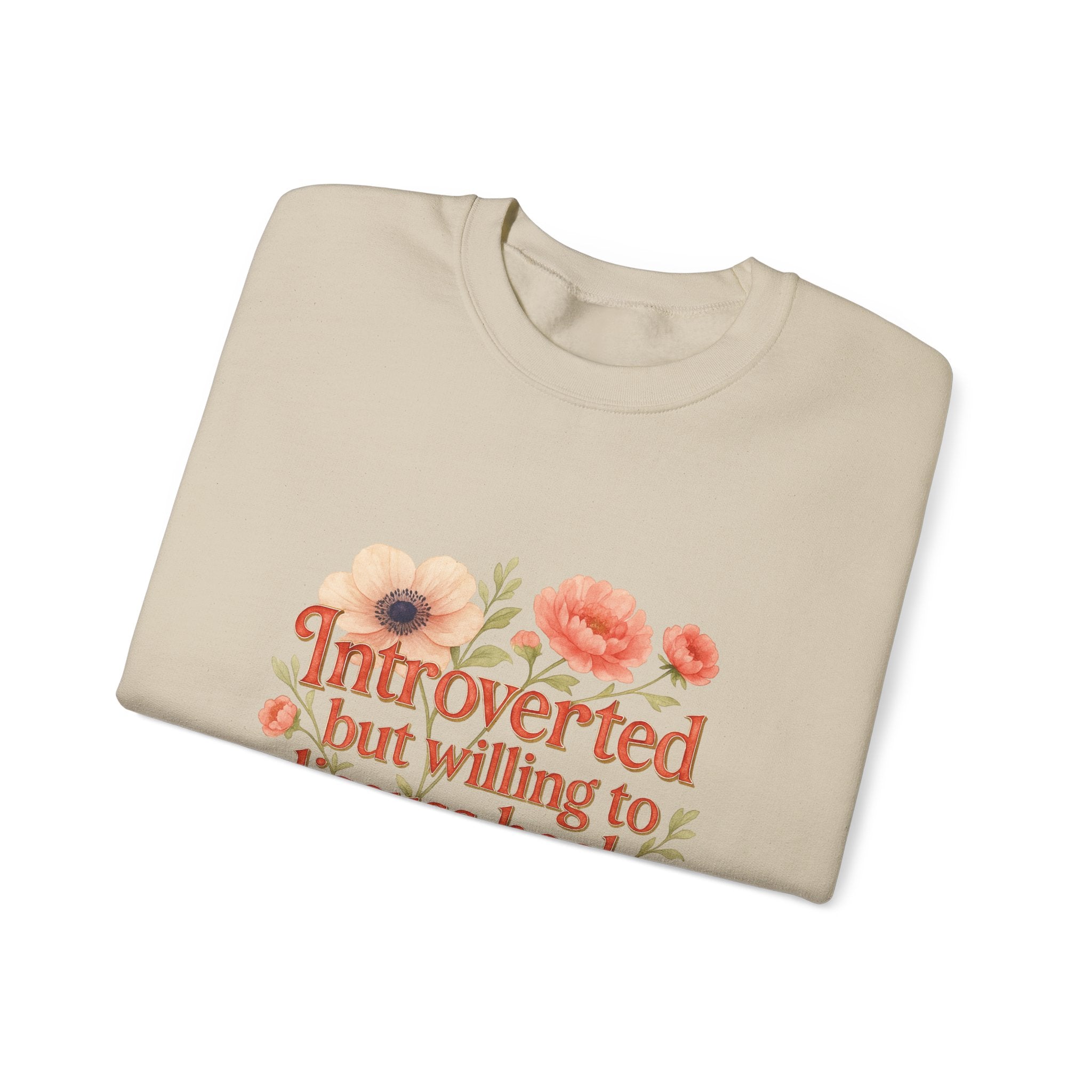 Booklover Sweatshirt — "Introverted but willing to discuss books" Floral Crewneck