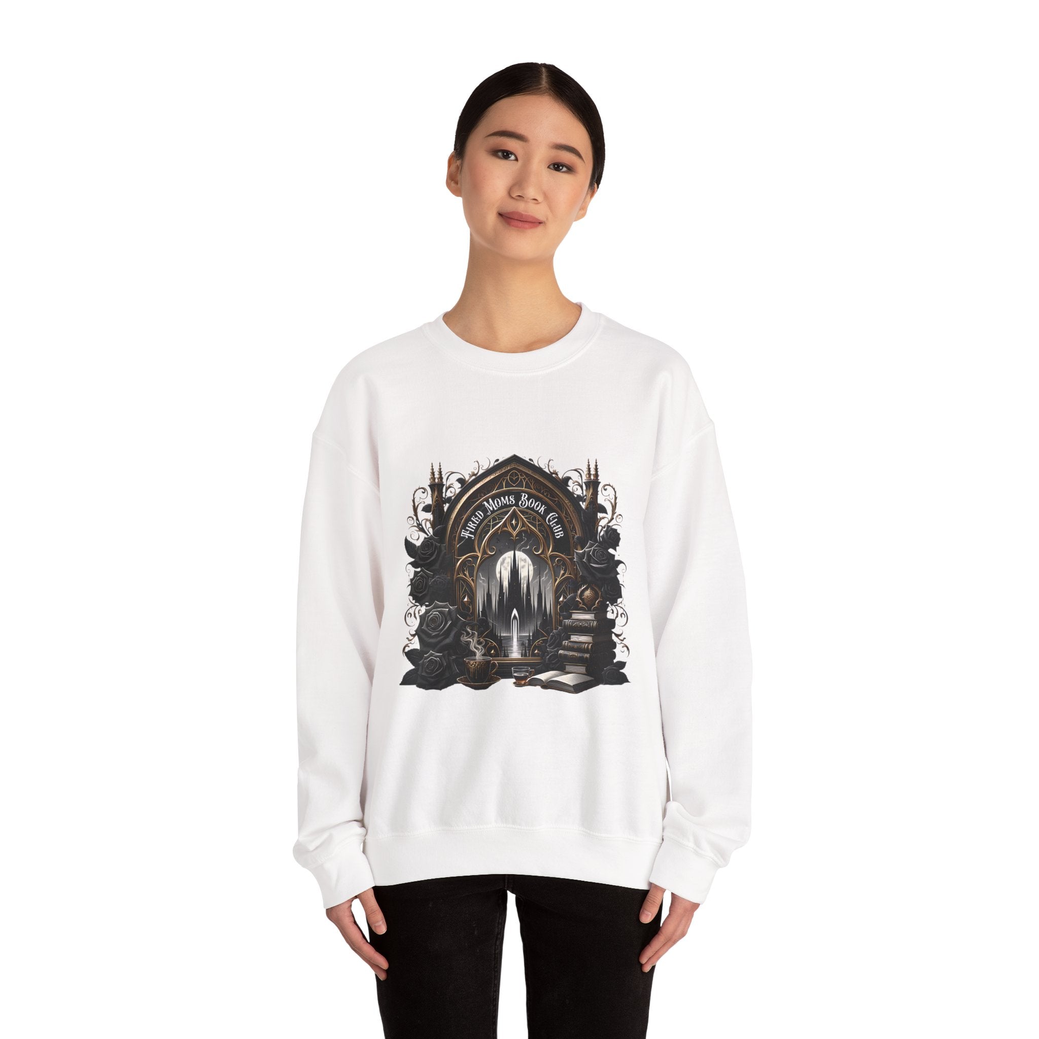 Mystic Library Crewneck Sweatshirt — Gothic 'Seek Silent Wisdom' Design