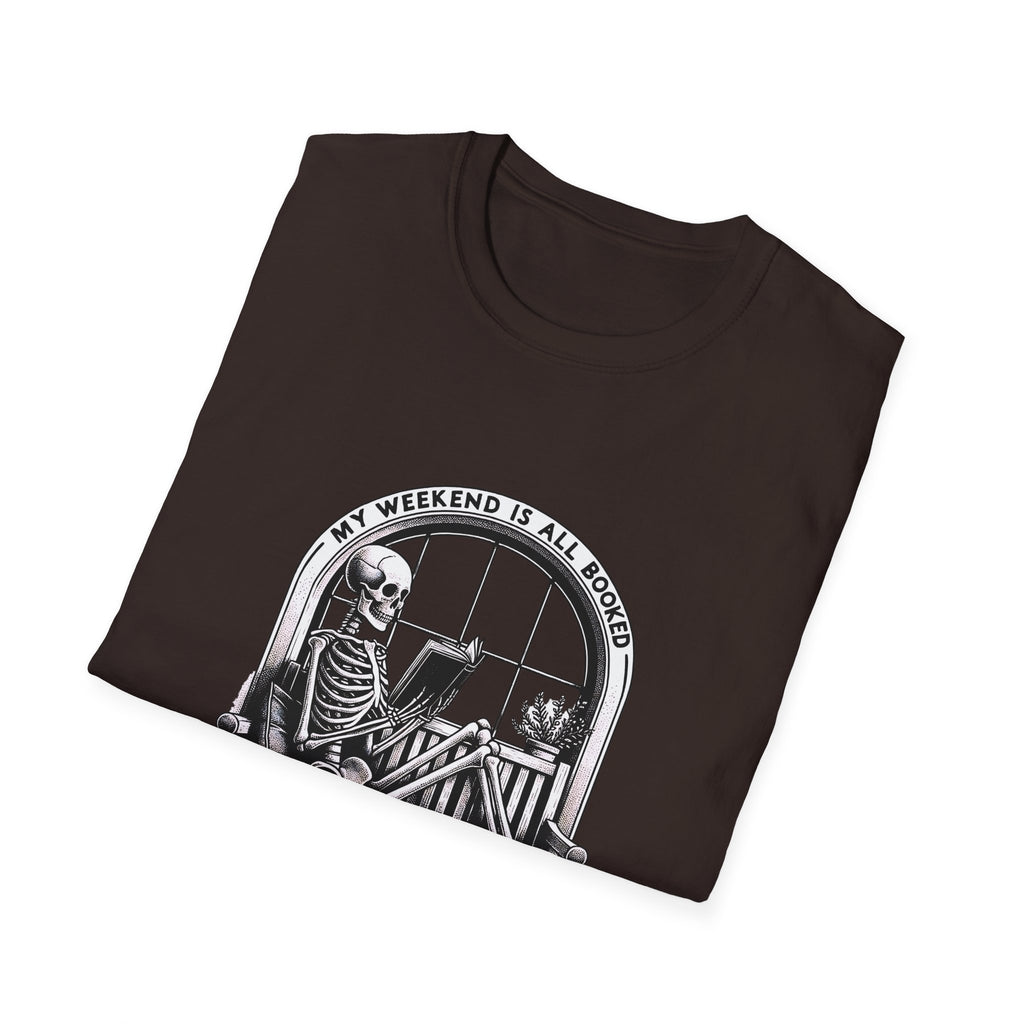 Skeleton Reading Window T‑Shirt — “My Weekend Is All Booked” Graphic Tee