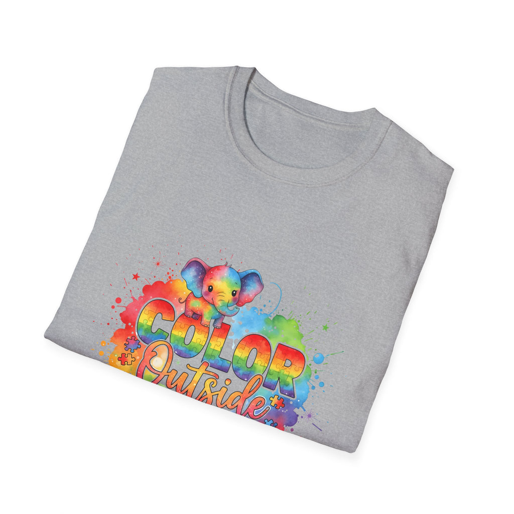 Color Outside Lines T-Shirt — Rainbow Paint Splatter Art Tee