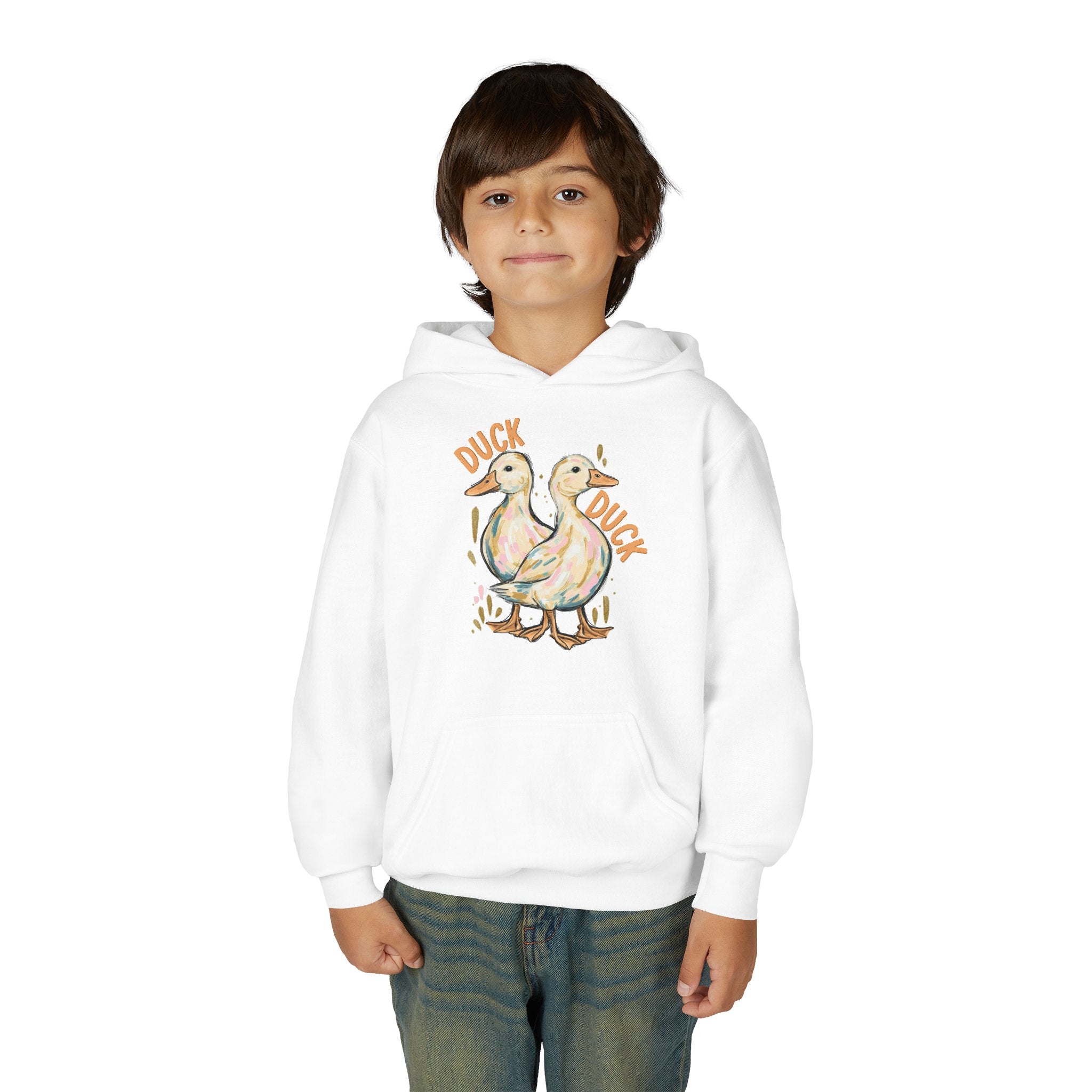 Youth Hoodie — Cute 'Duck Duck Goose' Watercolor Ducks Pullover
