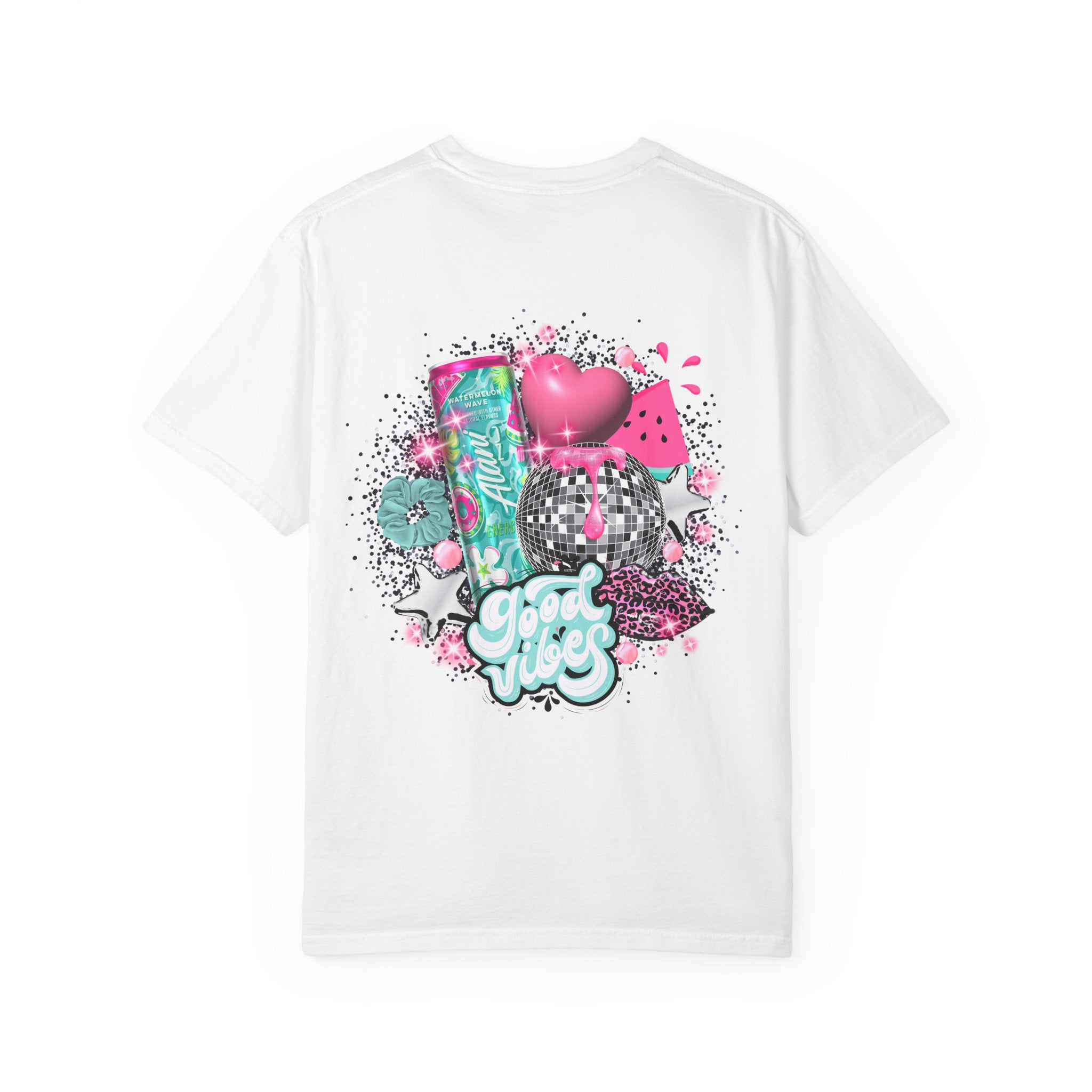 Graphic T-Shirt — Pastel 'Good Vibes' Disco Design (Alami Nu)