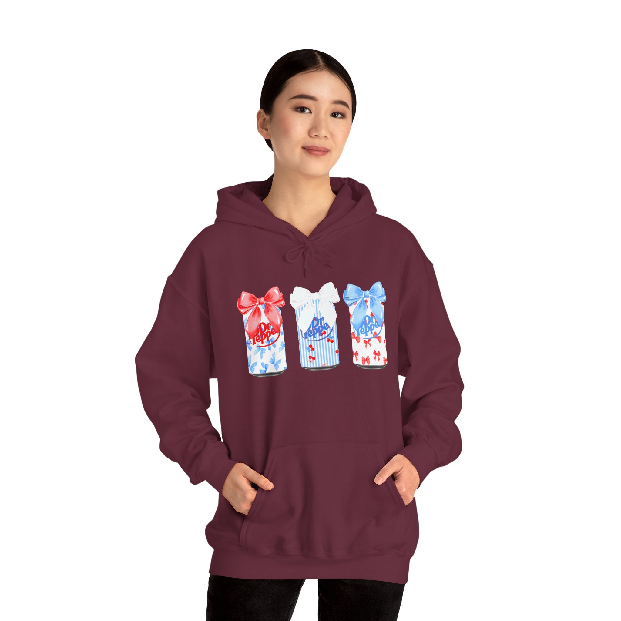 Gift Box Trio Hoodie - Red White Blue Ribbon Holiday Sweatshirt
