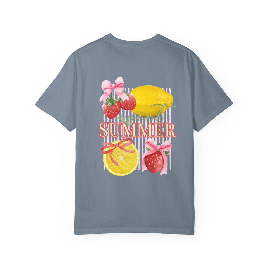 Summer Fruit T-Shirt — "Sweet Summer" Strawberry & Lemon Graphic Tee