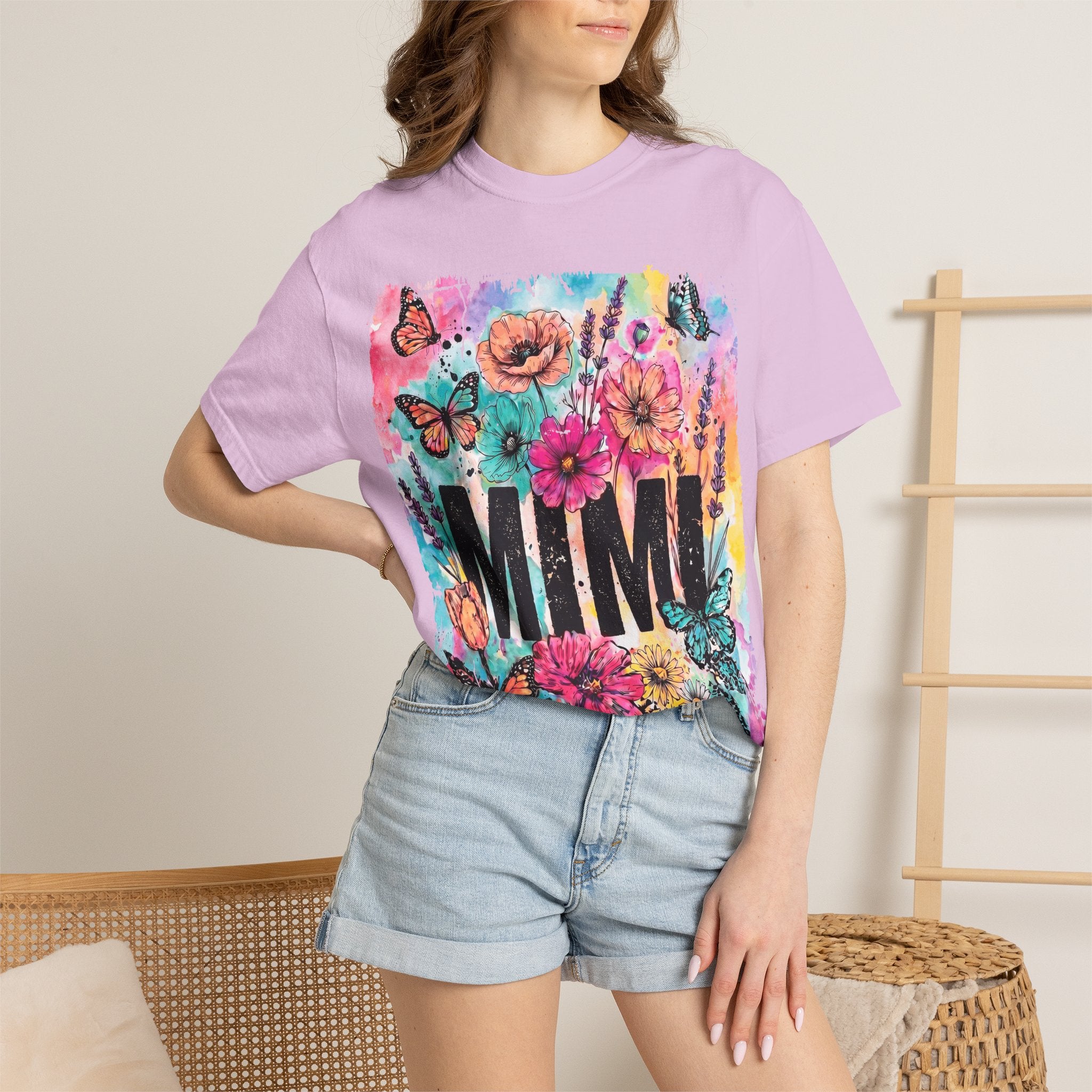 MIMI Floral Butterflies T-Shirt — Colorful Watercolor Garden Tee