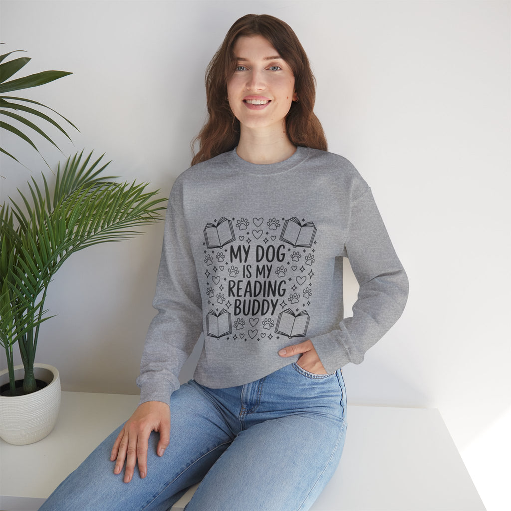 My Dog Is My Reading Buddy Sweatshirt — Cozy Dog Lover Bookish Crewneck