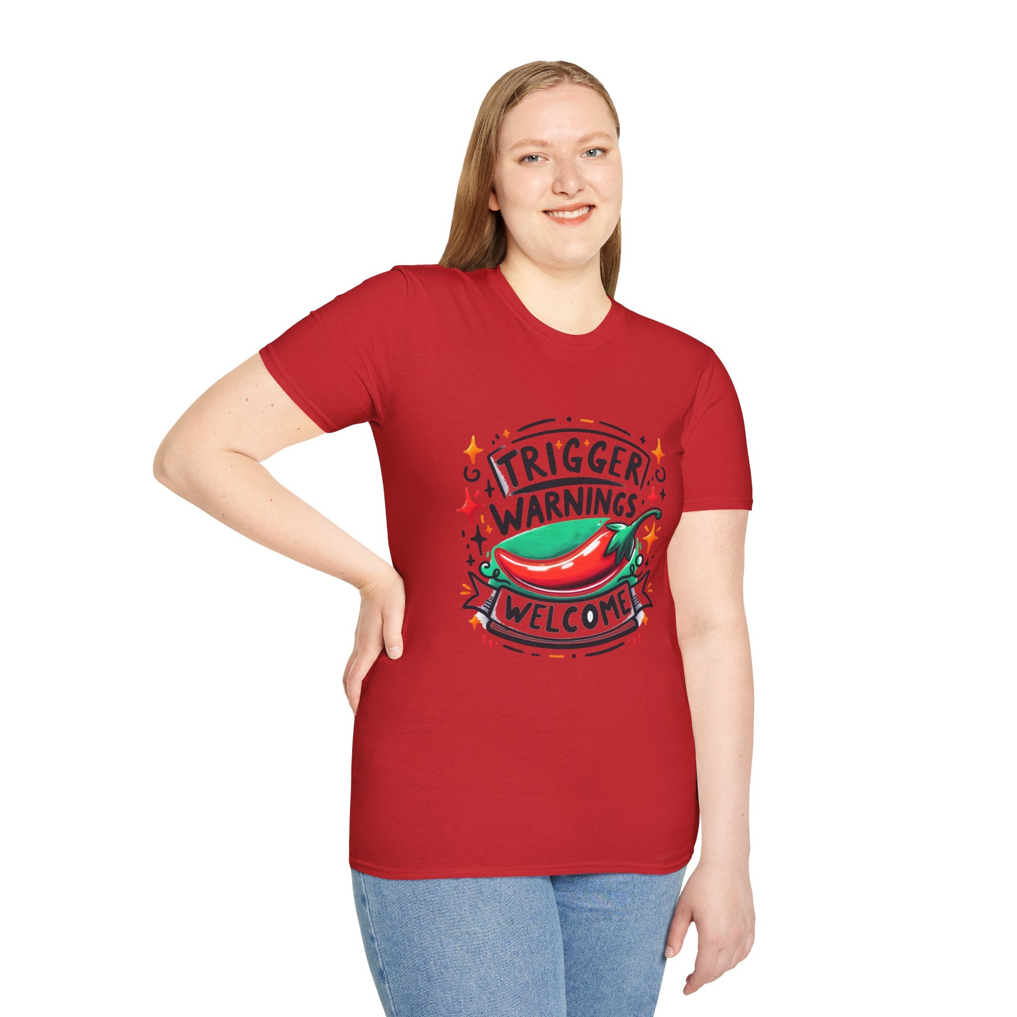 Trigger Warnings Welcome T-Shirt — Funny Chili Pepper Graphic Tee