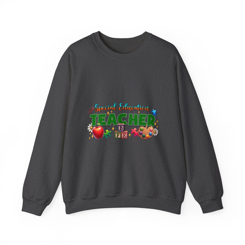 Special Education Teacher Crewneck Sweatshirt — Cute Apple & Classroom Icons